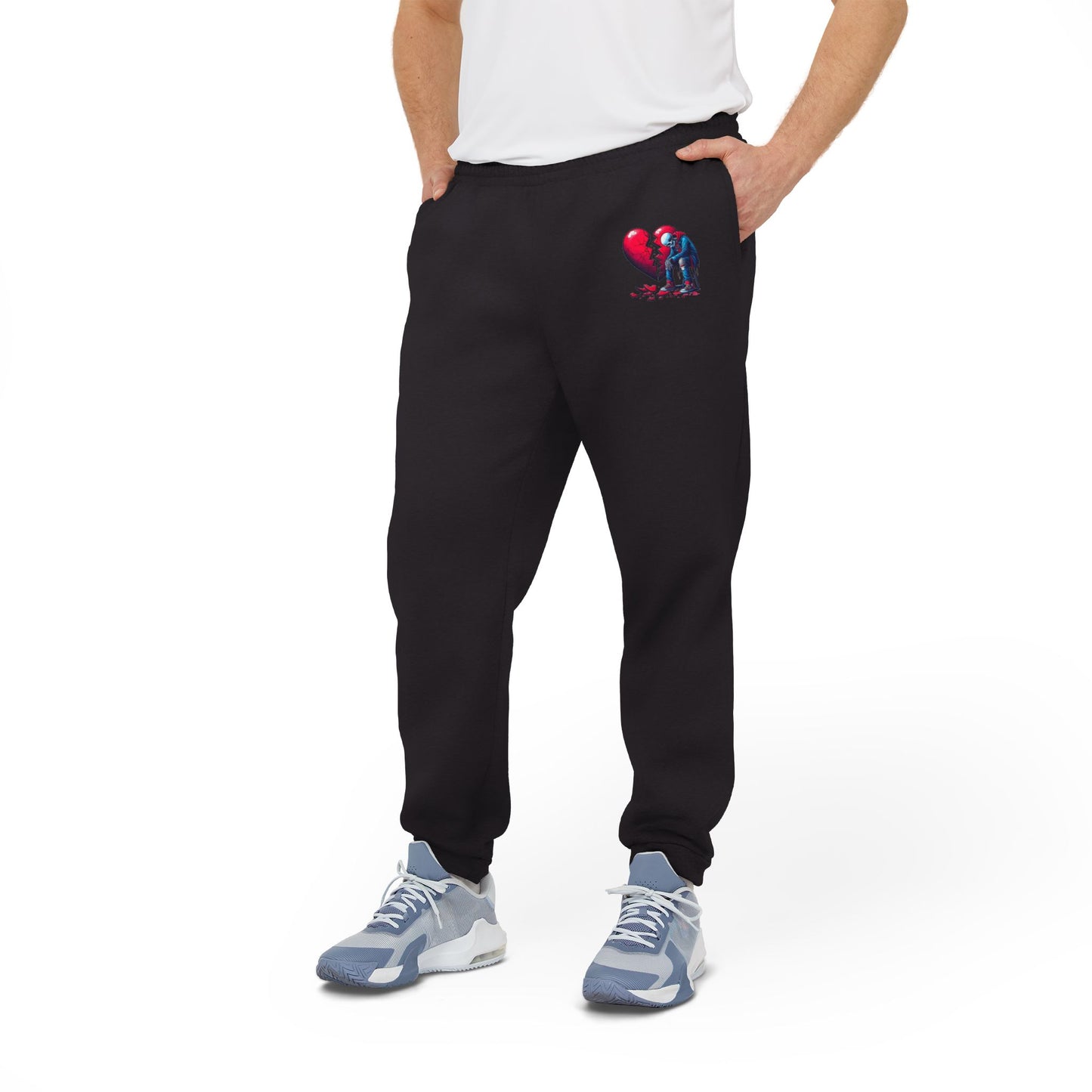 Cozy Adidas Unisex Fleece Joggers with Heart Design - Perfect for Casual Comfort
