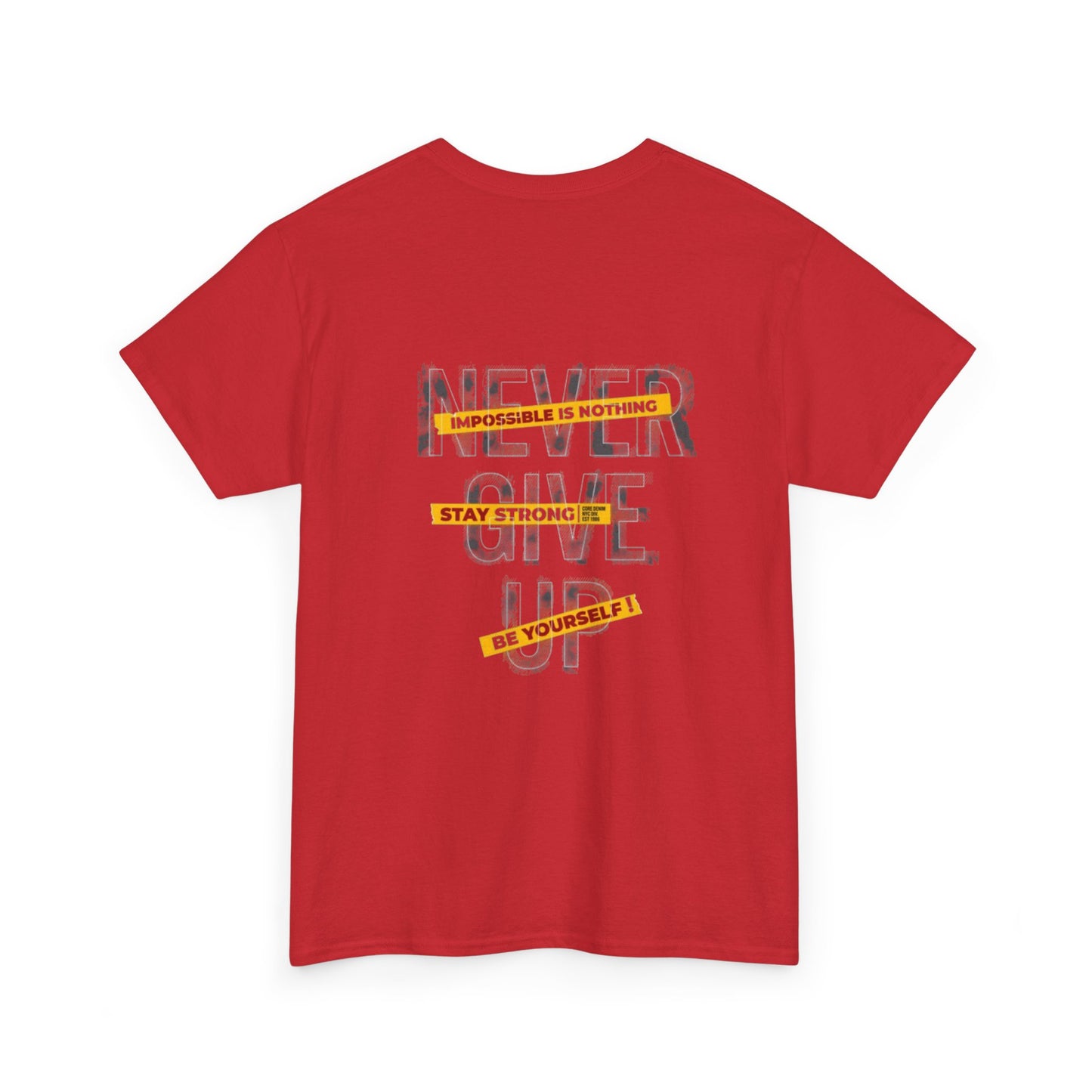 Inspirational Unisex Heavy Cotton Tee - "Never Give Up"