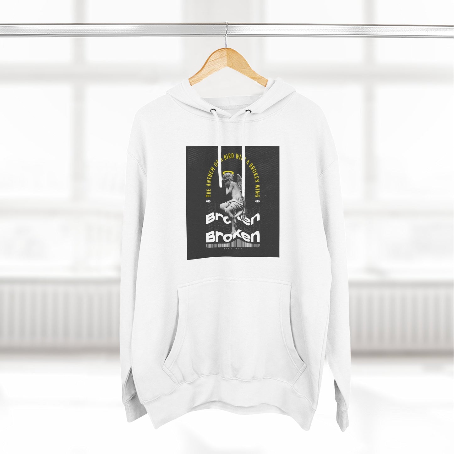 Inspirational Three-Panel Fleece Hoodie - 'Broken Yet Unbroken'