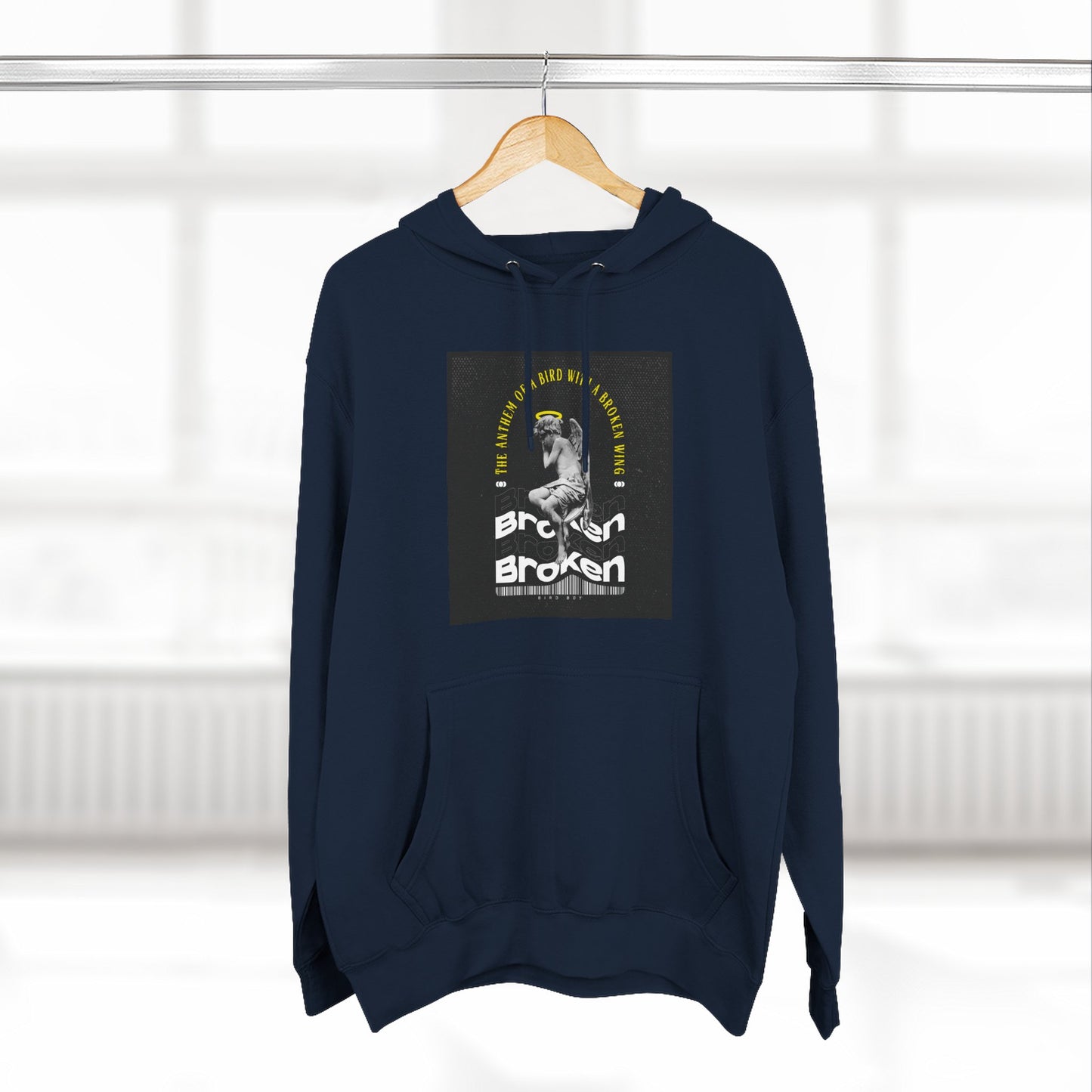 Inspirational Three-Panel Fleece Hoodie - 'Broken Yet Unbroken'