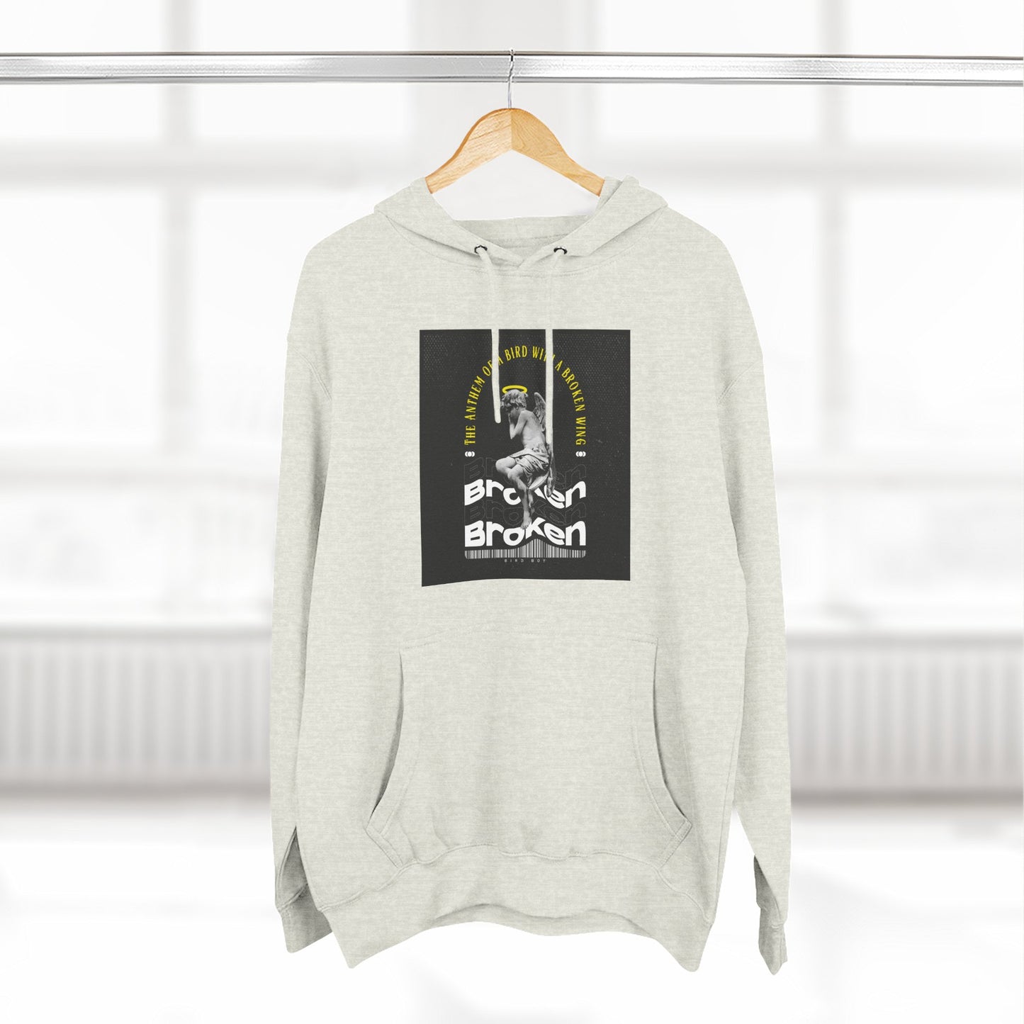 Inspirational Three-Panel Fleece Hoodie - 'Broken Yet Unbroken'