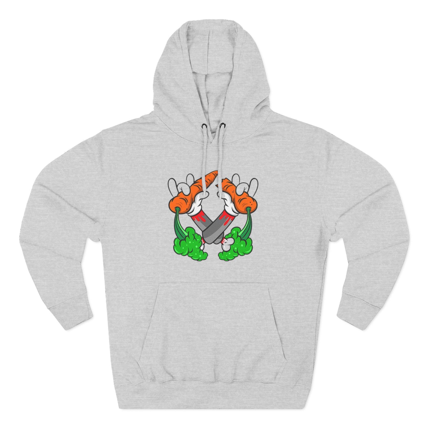 Stylish Three-Panel Fleece Hoodie with Vegetable Design