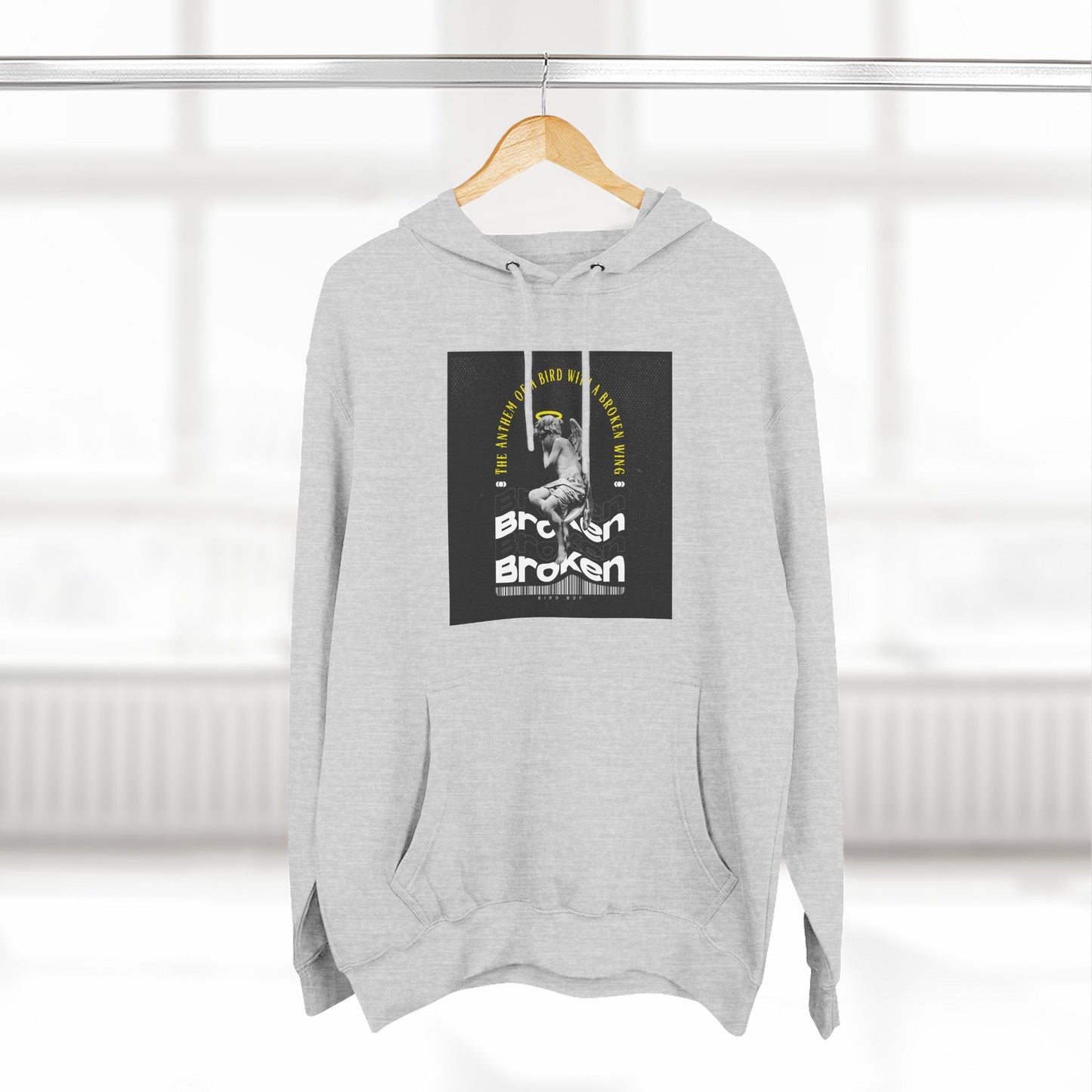 Inspirational Three-Panel Fleece Hoodie - 'Broken Yet Unbroken'