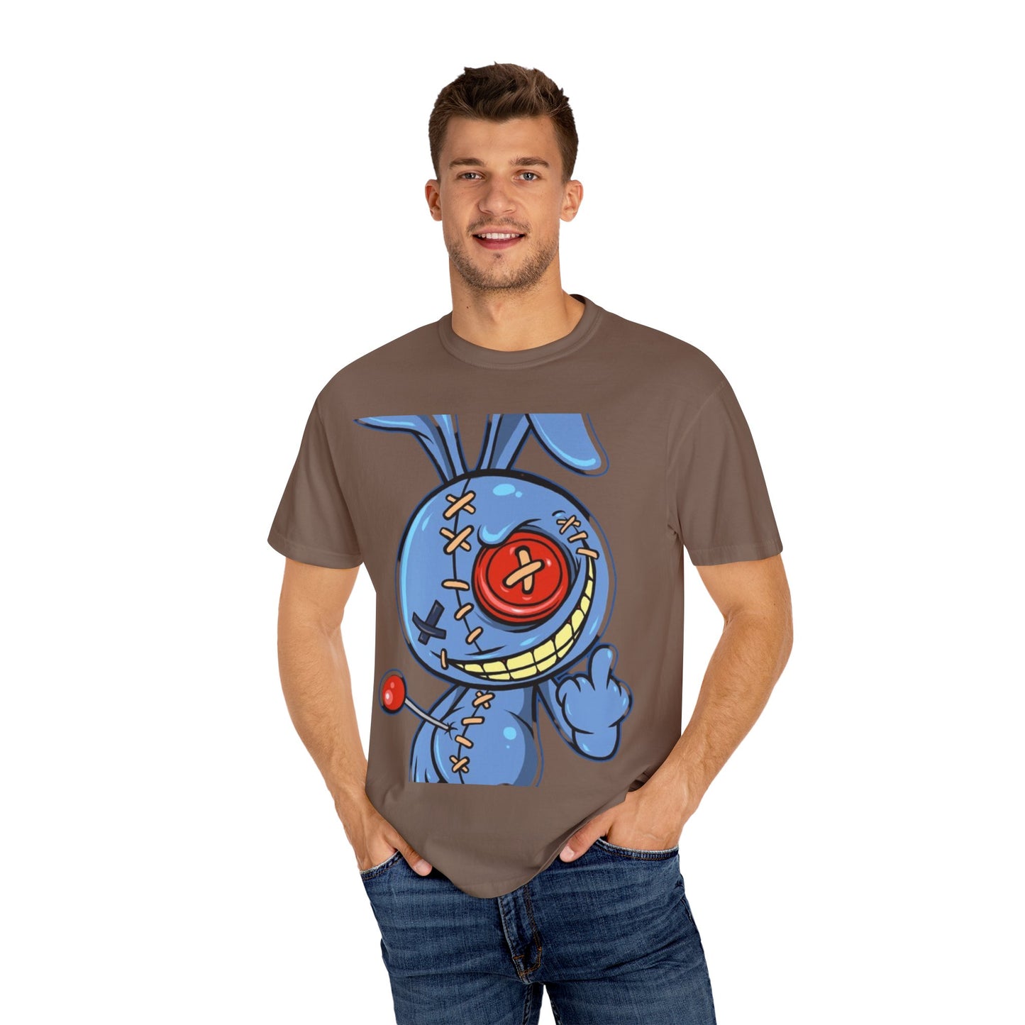 Whimsical Cartoon Bunny Unisex Garment-Dyed T-Shirt