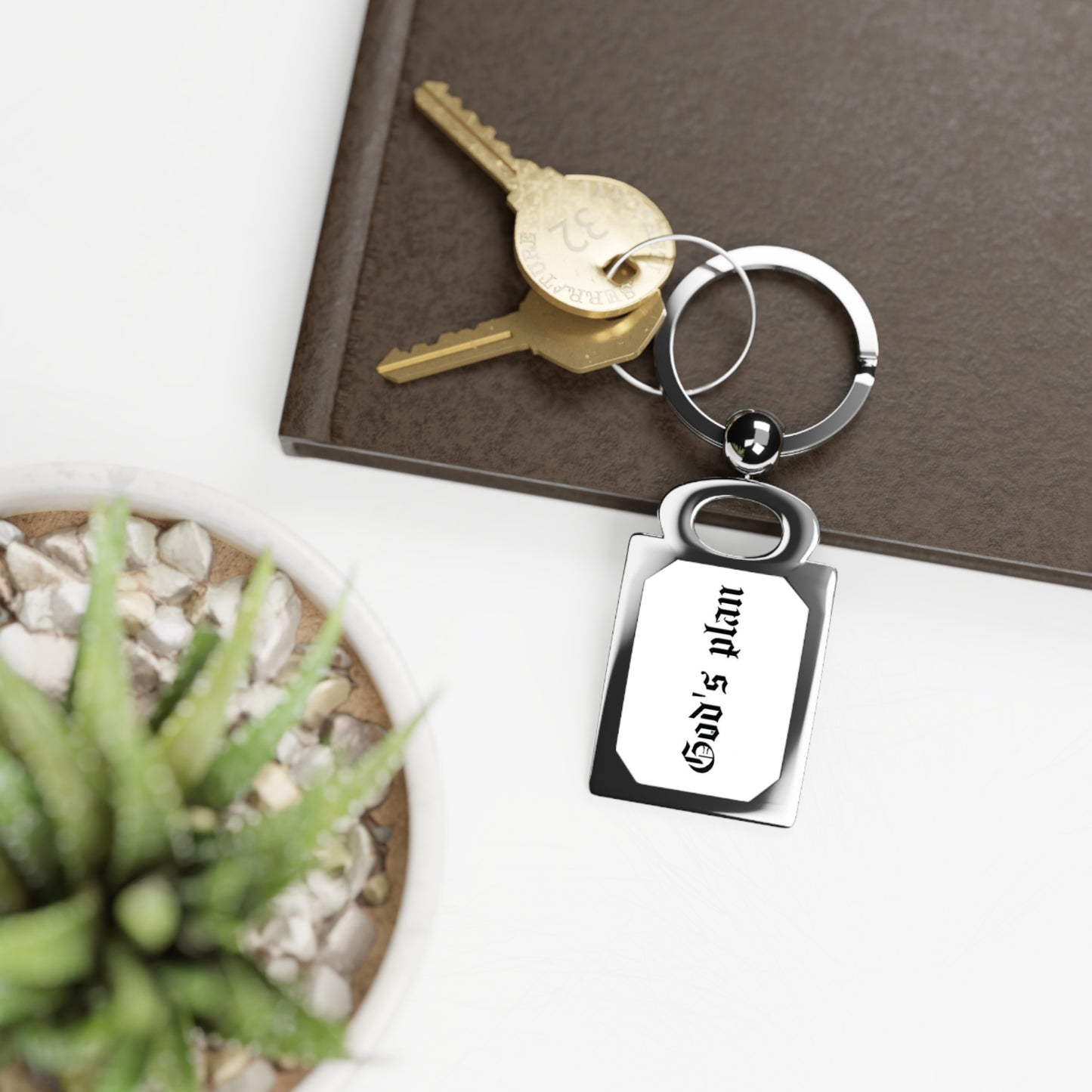Personalized Rectangle Photo Keyring - 'God's Plan'