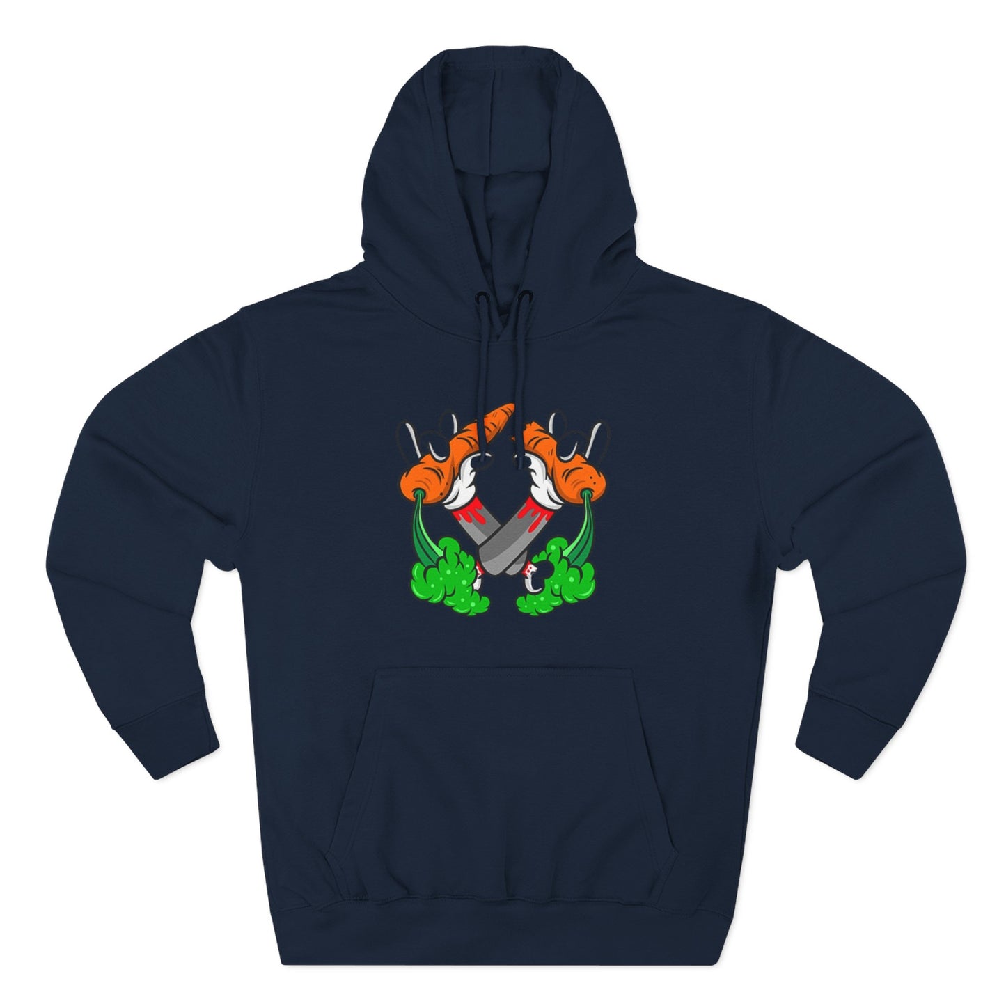 Stylish Three-Panel Fleece Hoodie with Vegetable Design