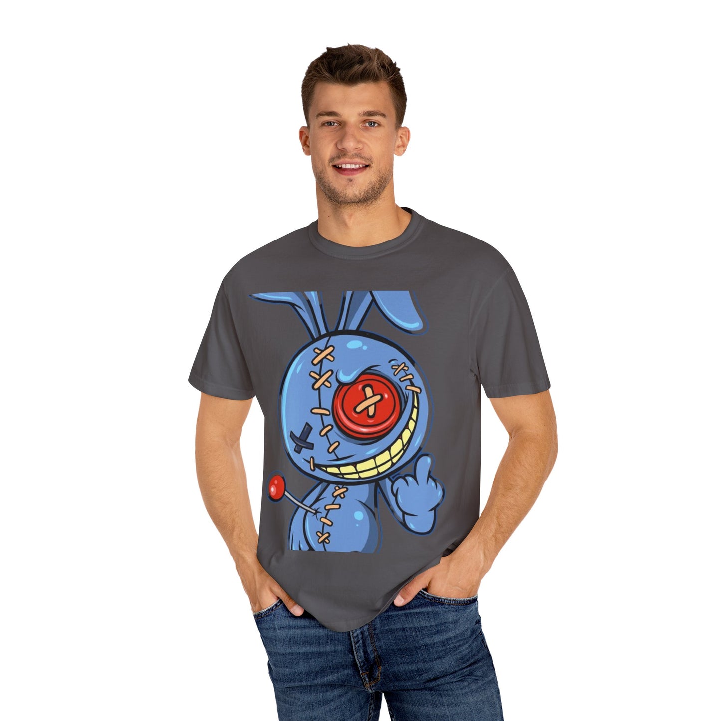 Whimsical Cartoon Bunny Unisex Garment-Dyed T-Shirt