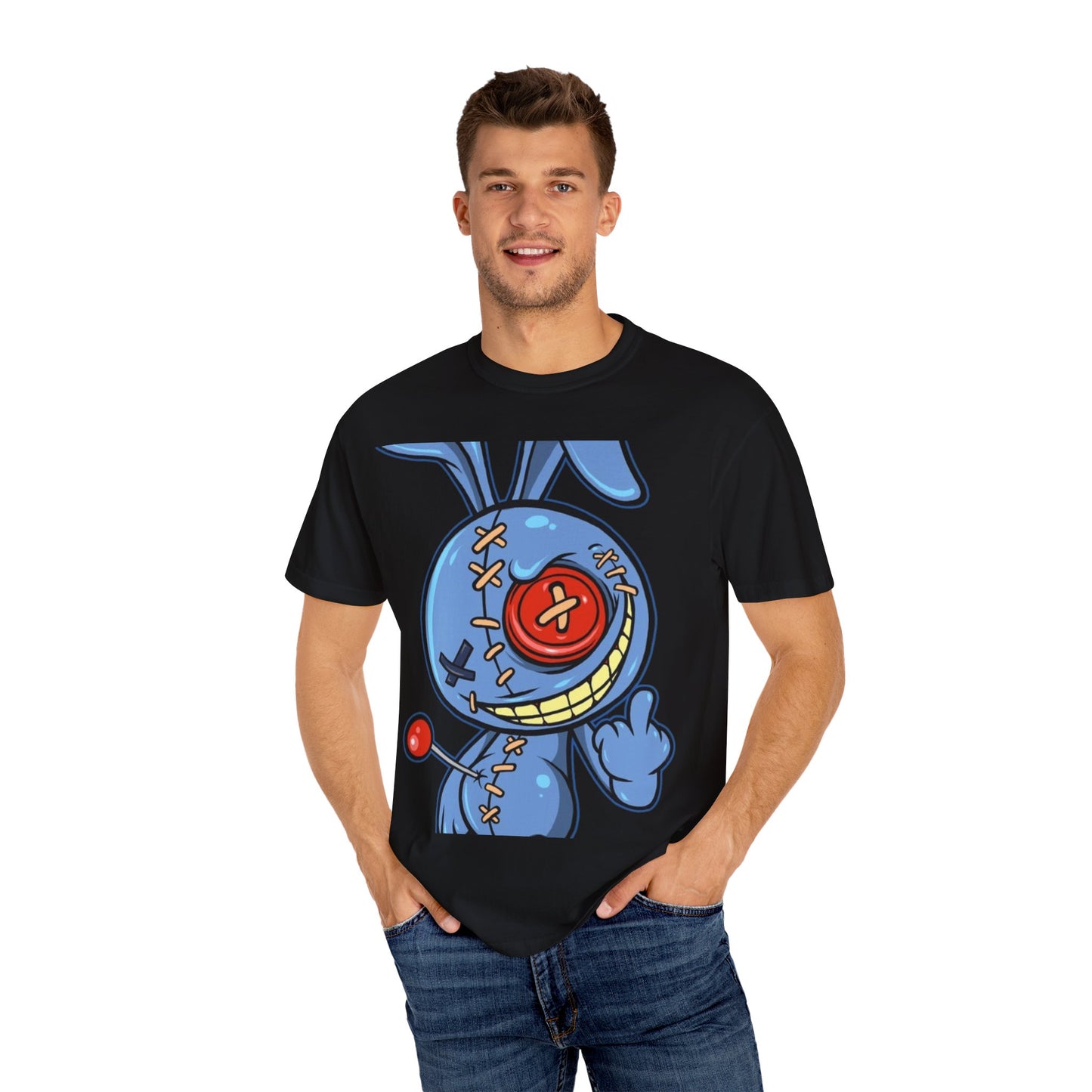 Whimsical Cartoon Bunny Unisex Garment-Dyed T-Shirt