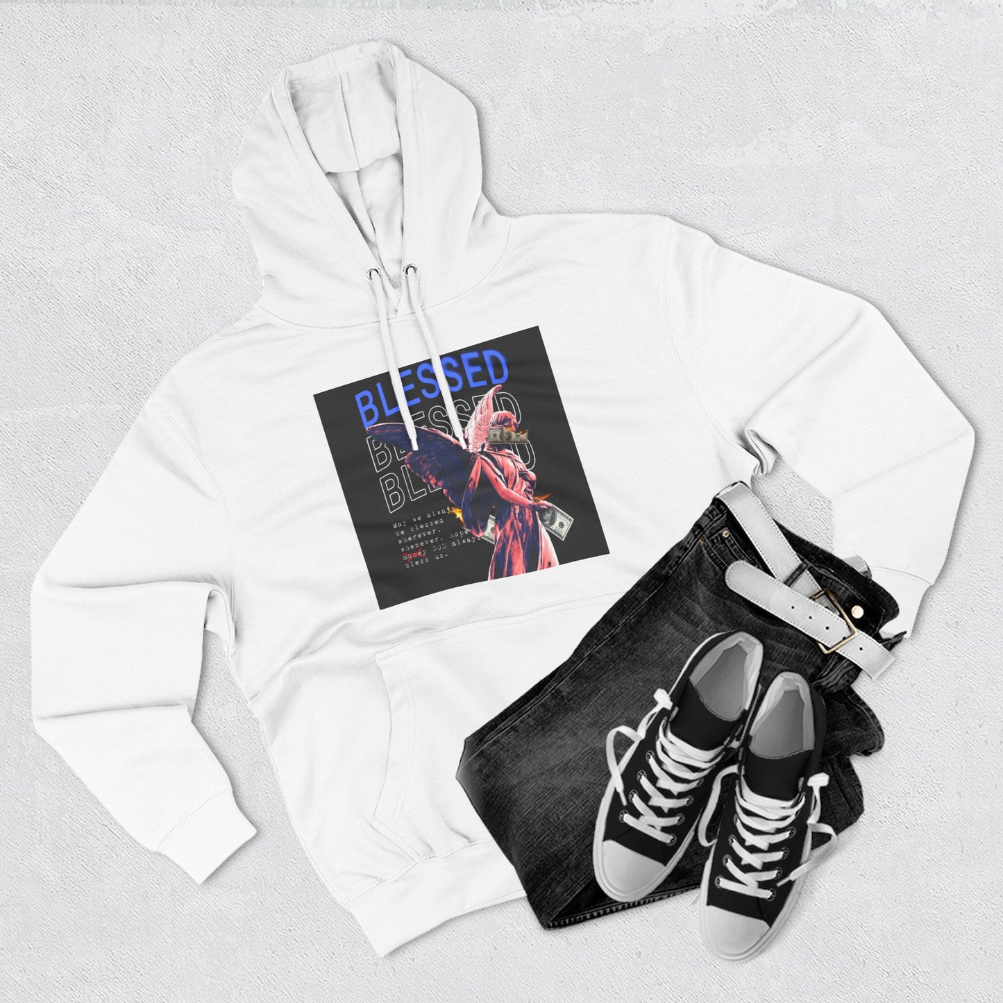 Blessed Three-Panel Fleece Hoodie - Cozy, Stylish Hoodie for Inspirational Comfort