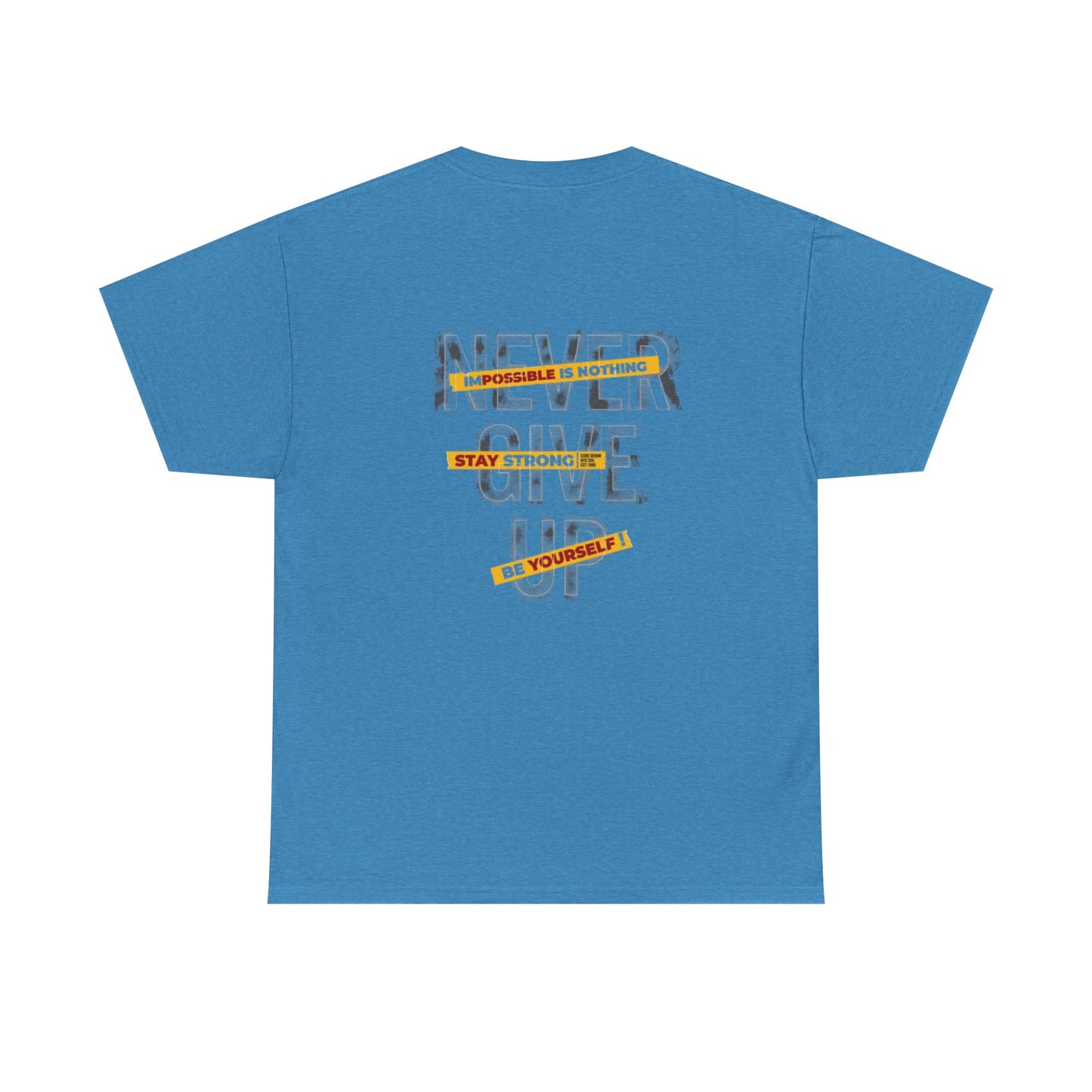 Inspirational Unisex Heavy Cotton Tee - "Never Give Up"