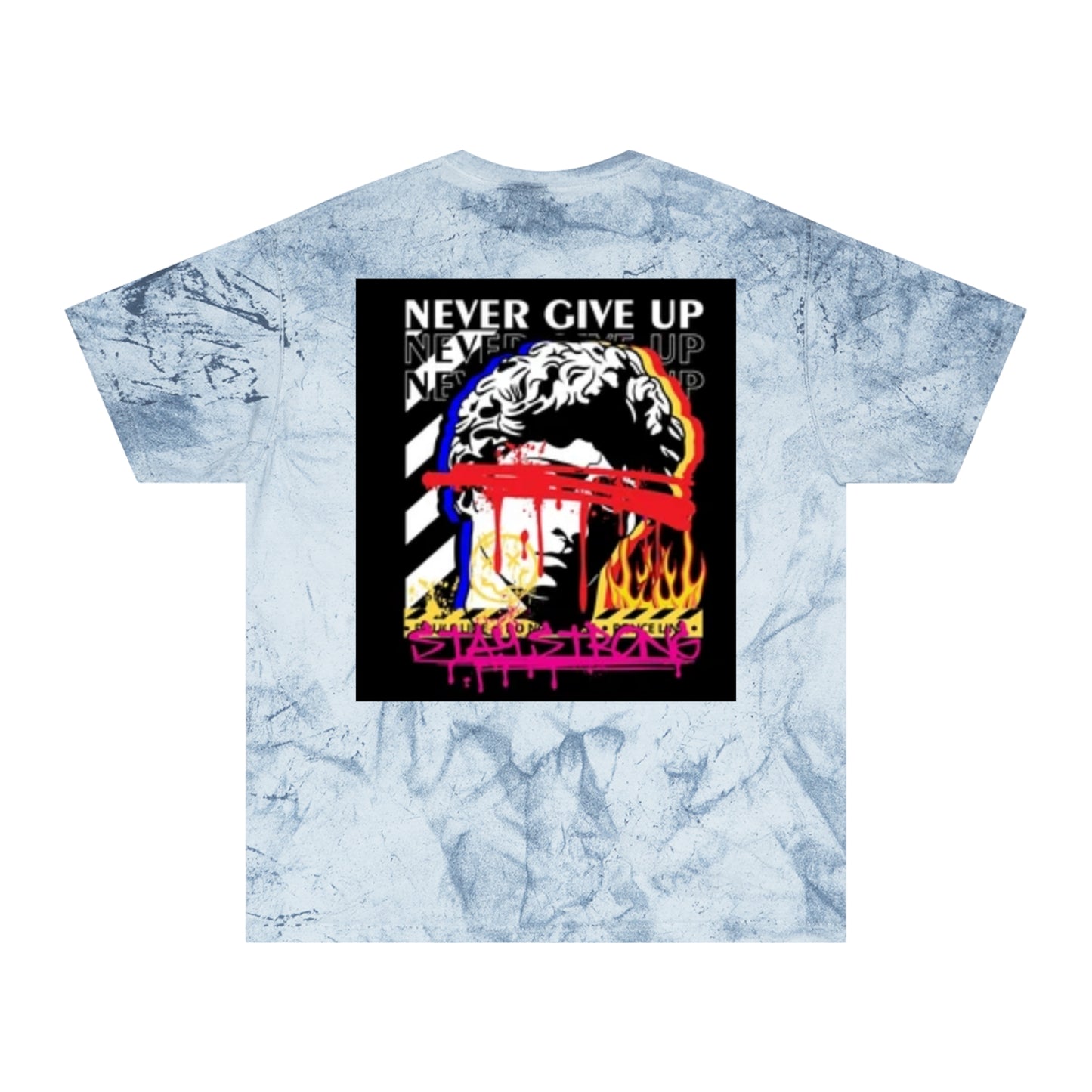 Unisex Color Blast Motivational T-Shirt - "Never Give Up" Design