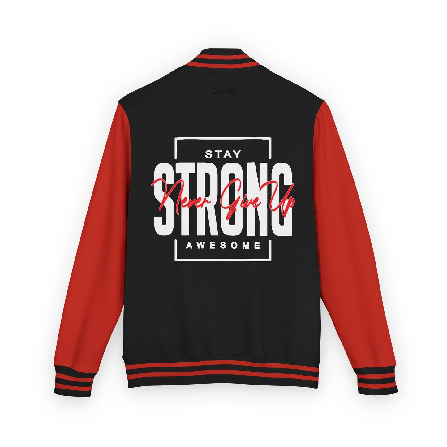 Unisex Heavyweight Letterman Jacket - Stay Strong, Never Give Up