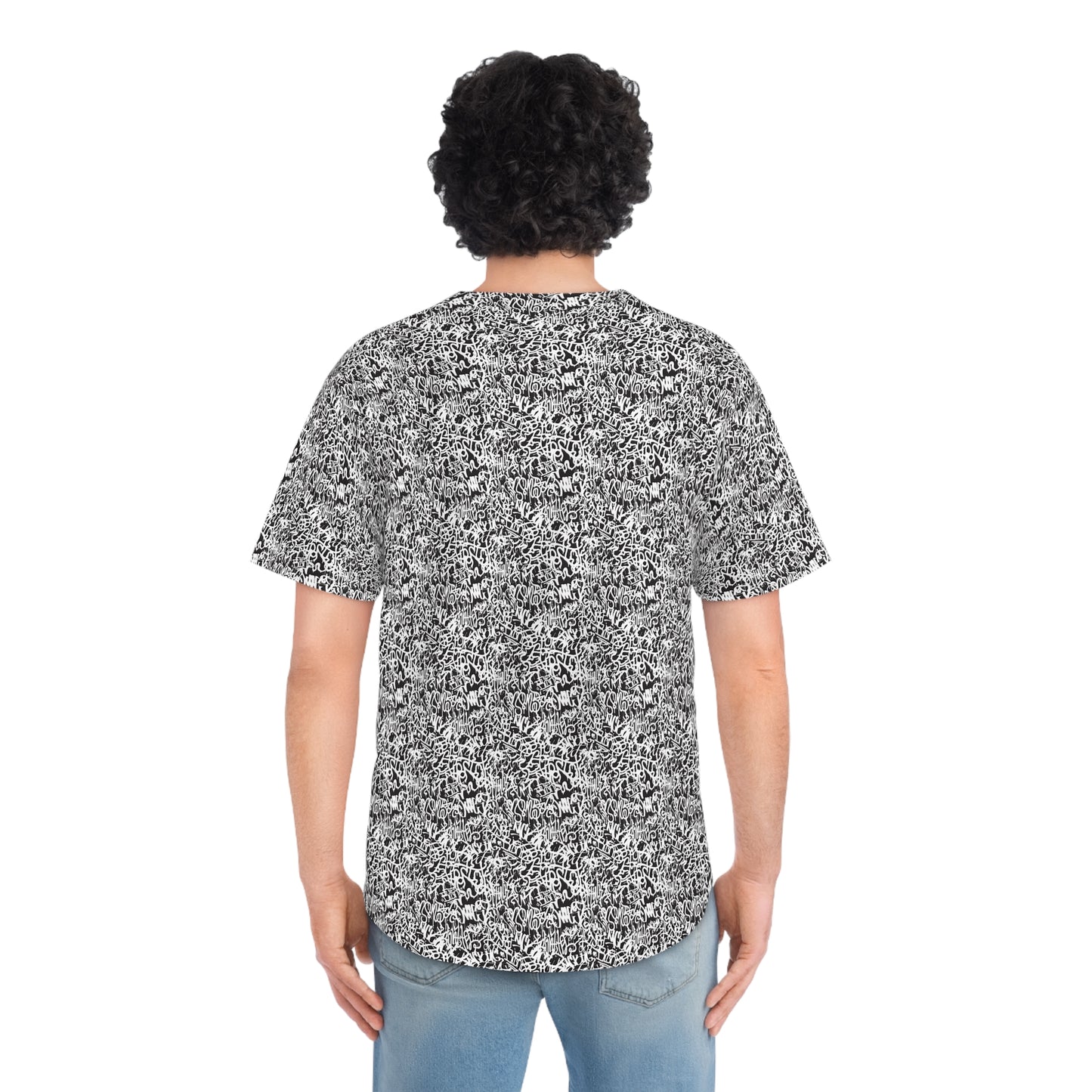 Men's Baseball Jersey - Abstract Black & White Design for Sports Fans