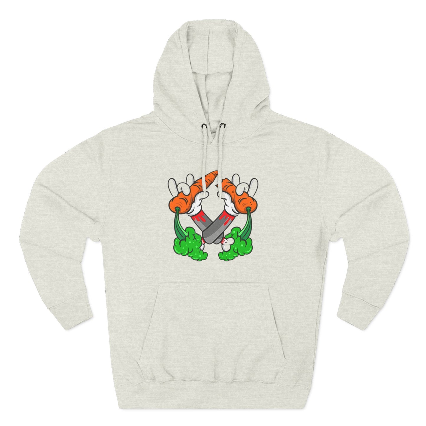 Stylish Three-Panel Fleece Hoodie with Vegetable Design