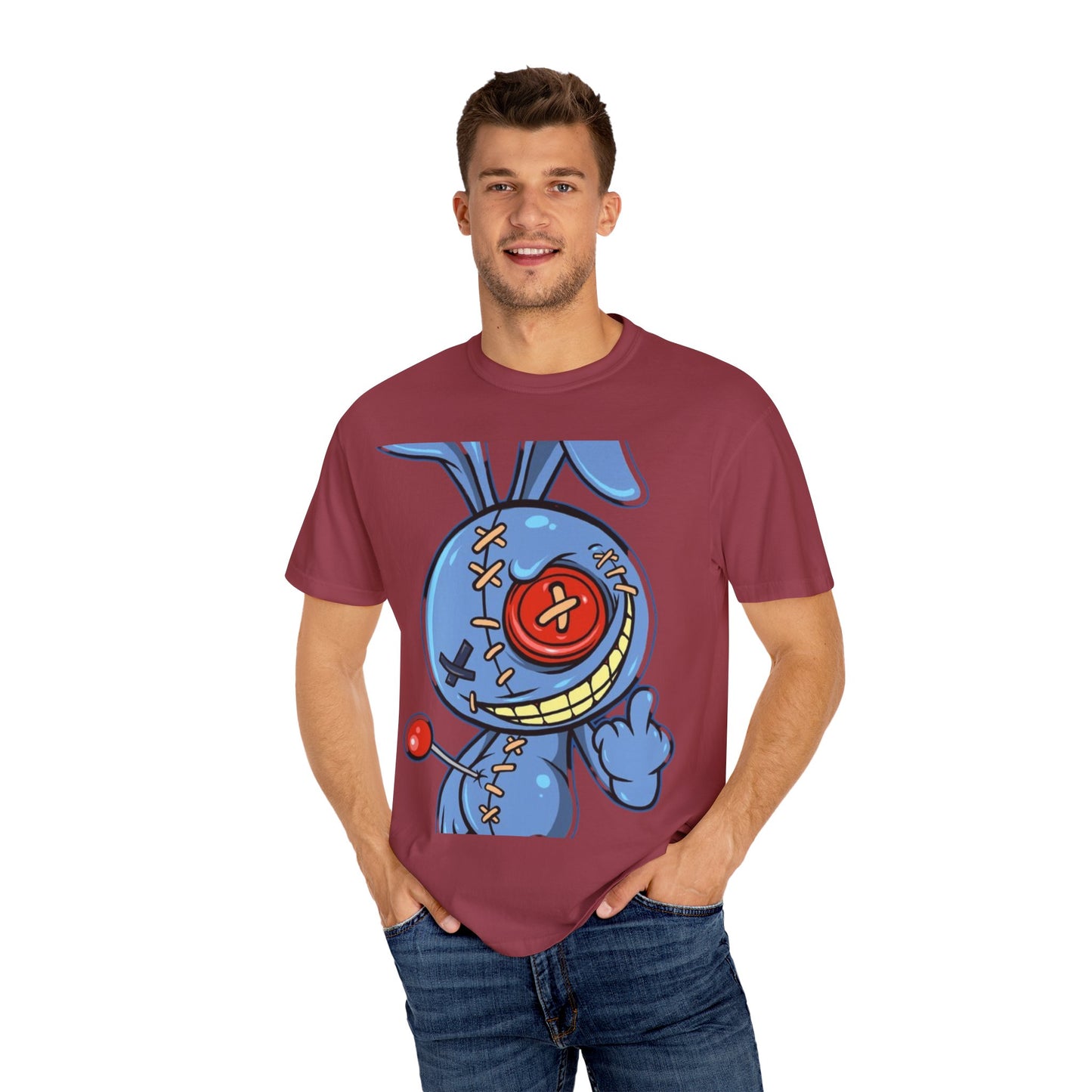 Whimsical Cartoon Bunny Unisex Garment-Dyed T-Shirt