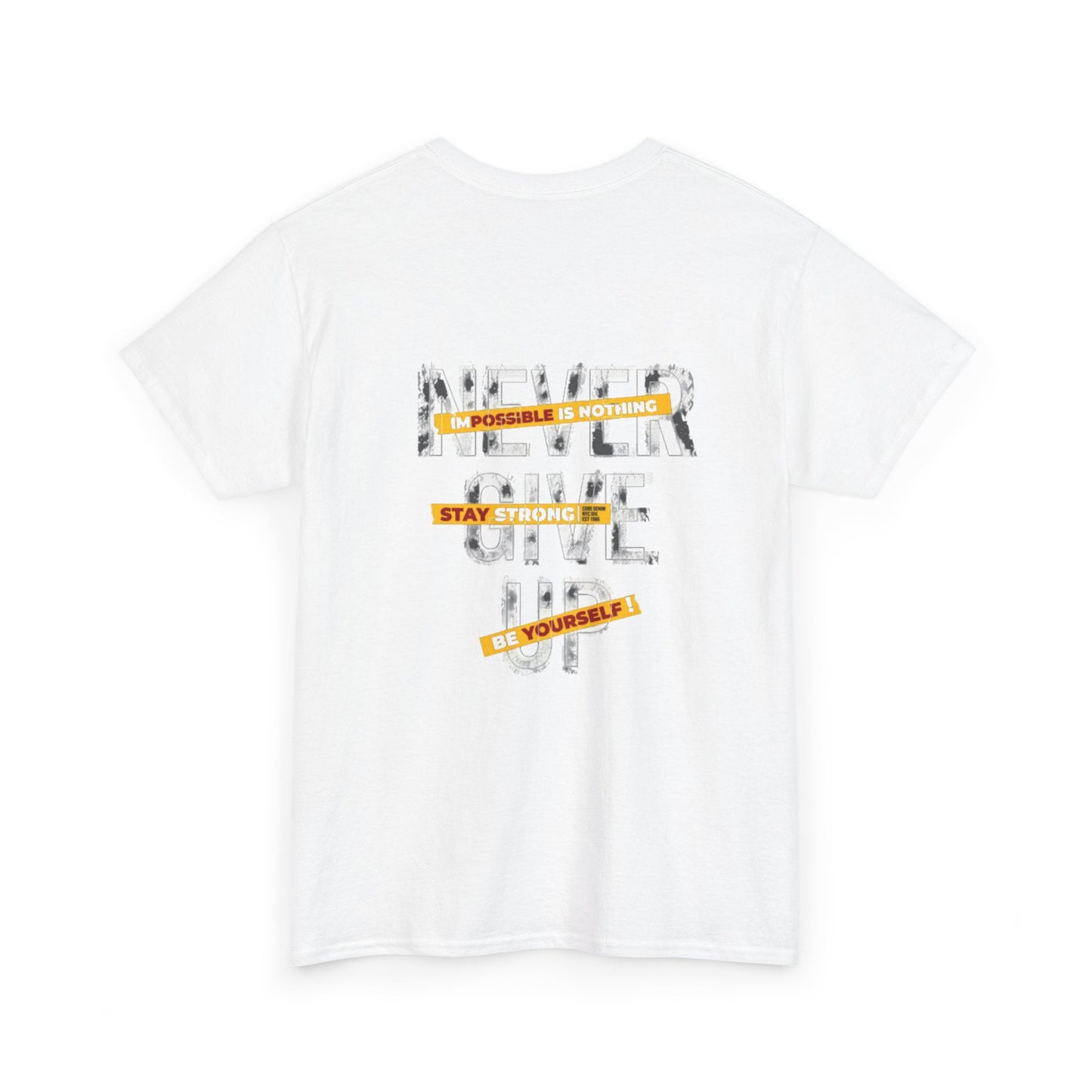 Inspirational Unisex Heavy Cotton Tee - "Never Give Up"