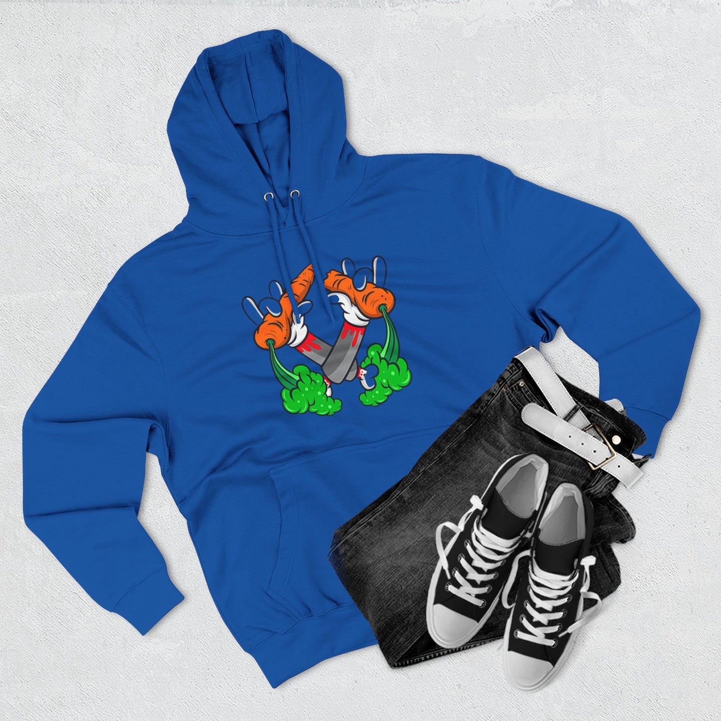 Stylish Three-Panel Fleece Hoodie with Vegetable Design
