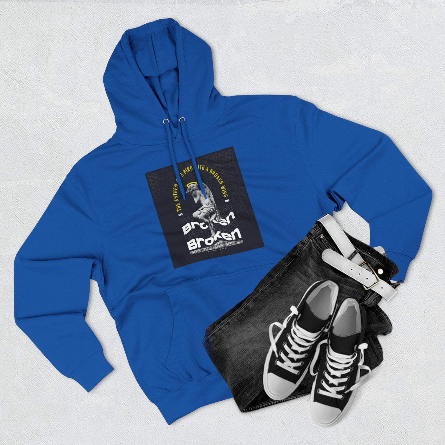 Inspirational Three-Panel Fleece Hoodie - 'Broken Yet Unbroken'
