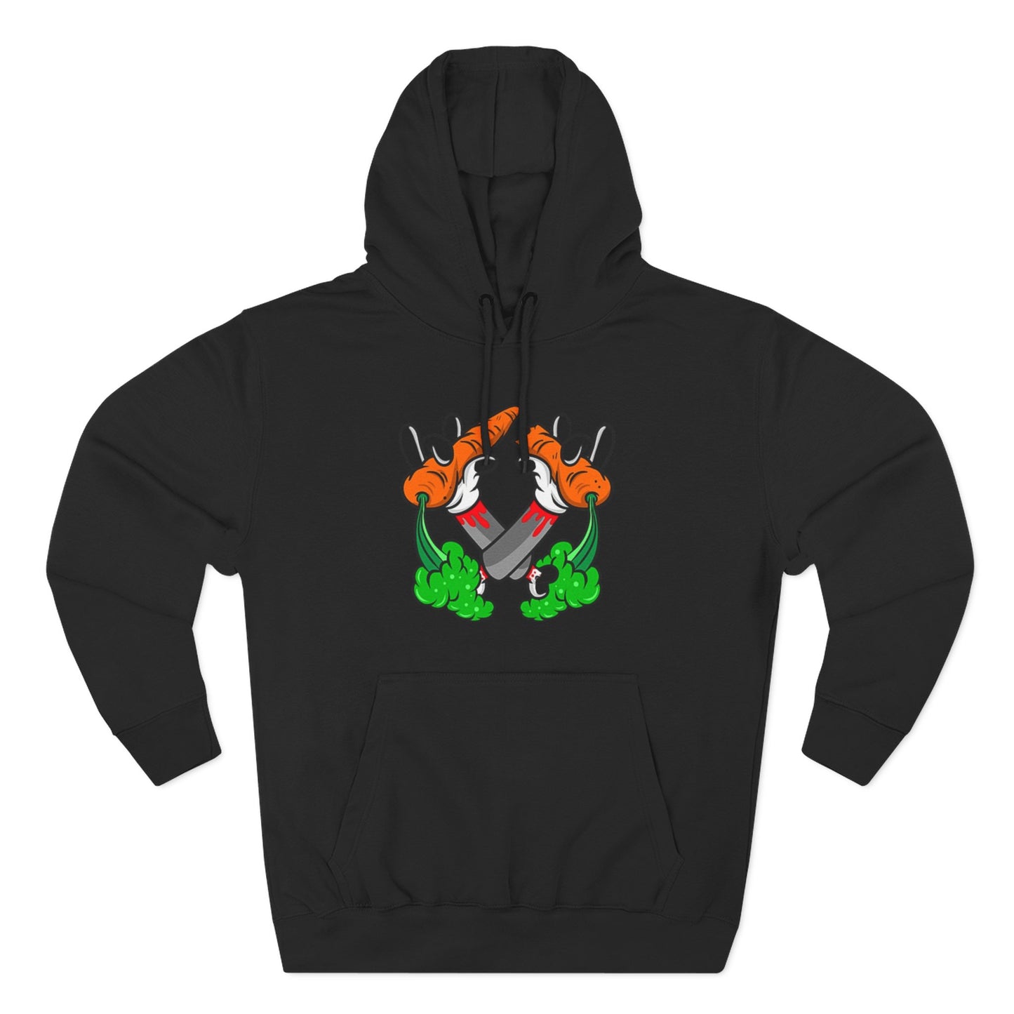 Stylish Three-Panel Fleece Hoodie with Vegetable Design