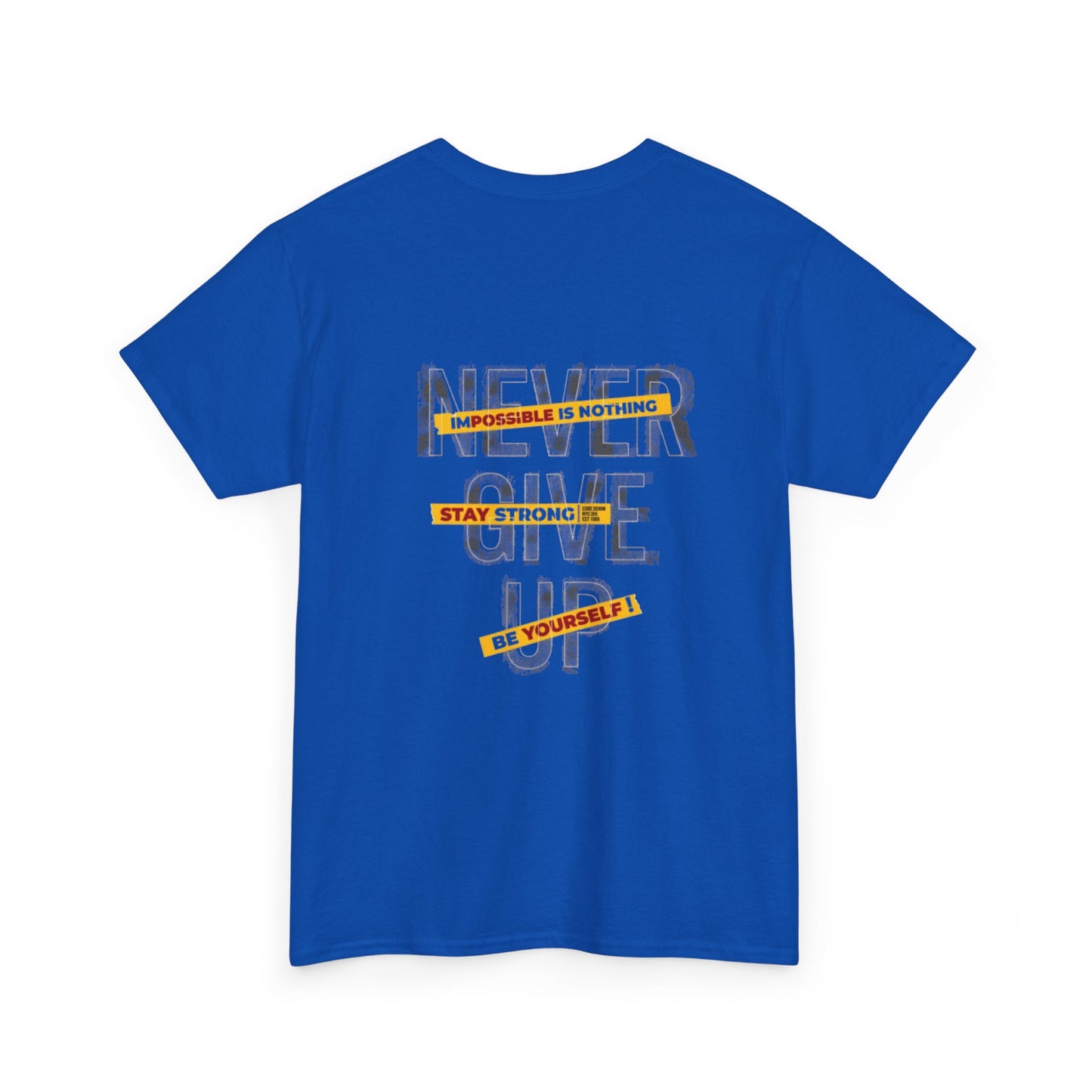 Inspirational Unisex Heavy Cotton Tee - "Never Give Up"