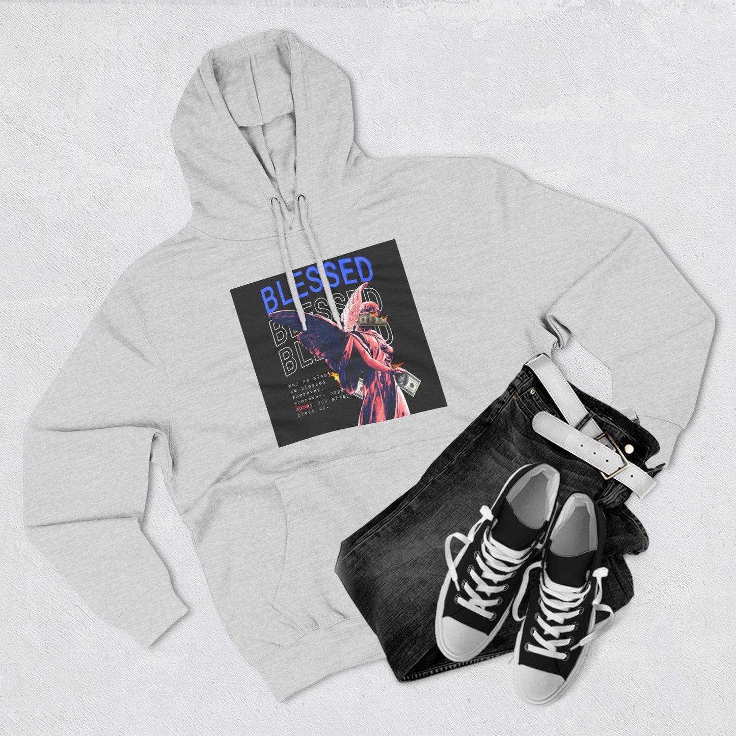 Blessed Three-Panel Fleece Hoodie - Cozy, Stylish Hoodie for Inspirational Comfort