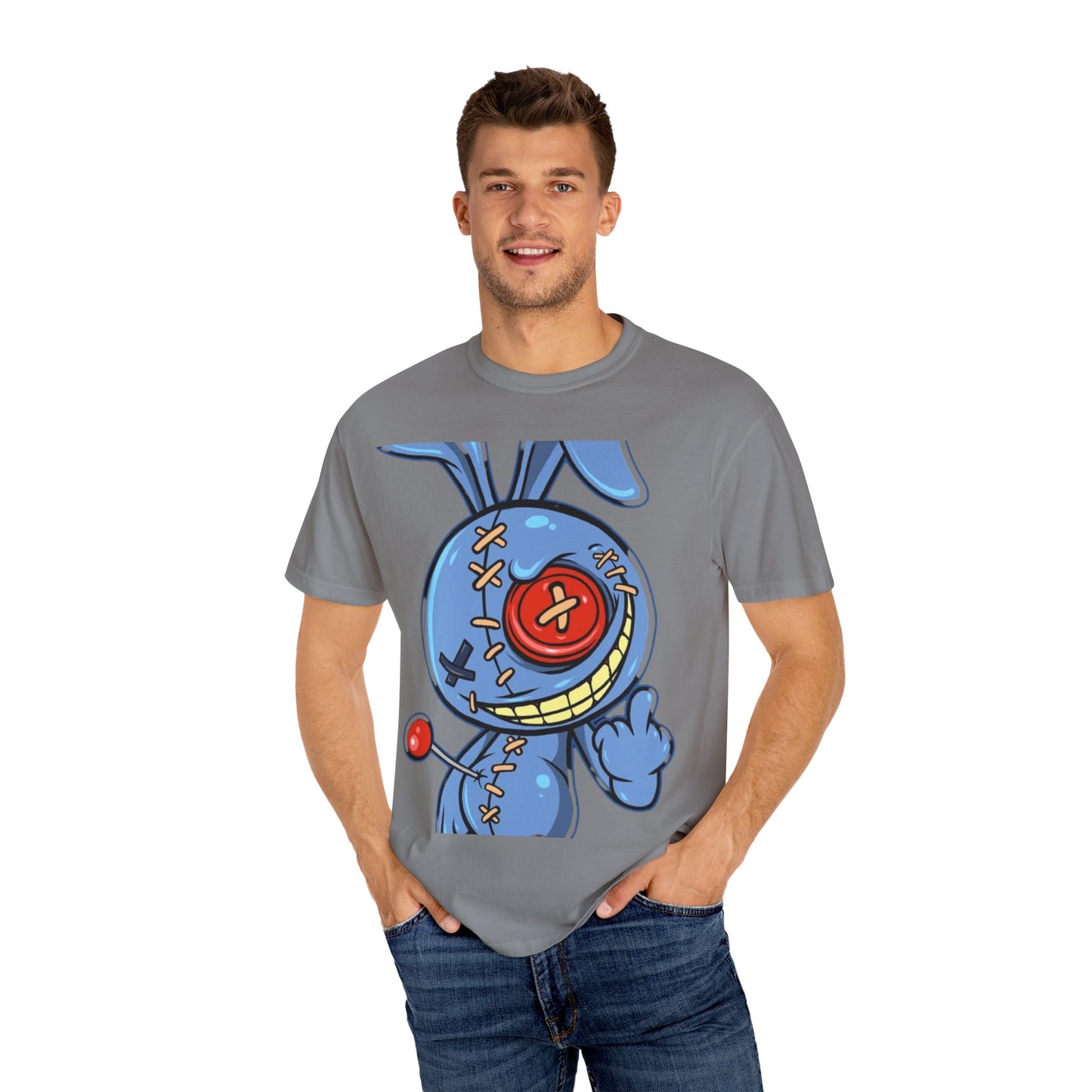 Whimsical Cartoon Bunny Unisex Garment-Dyed T-Shirt