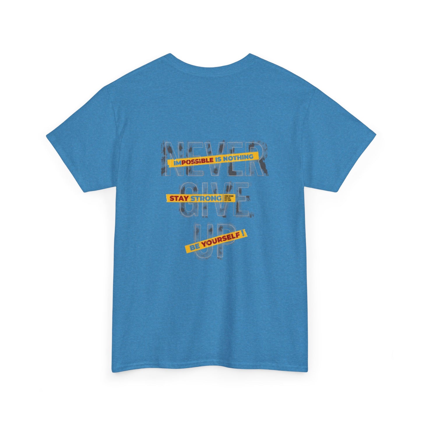 Inspirational Unisex Heavy Cotton Tee - "Never Give Up"