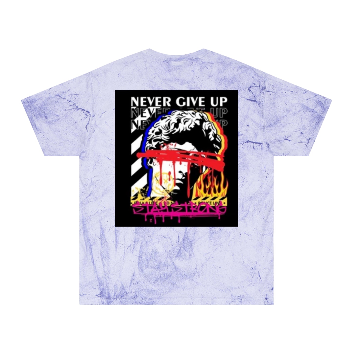Unisex Color Blast Motivational T-Shirt - "Never Give Up" Design