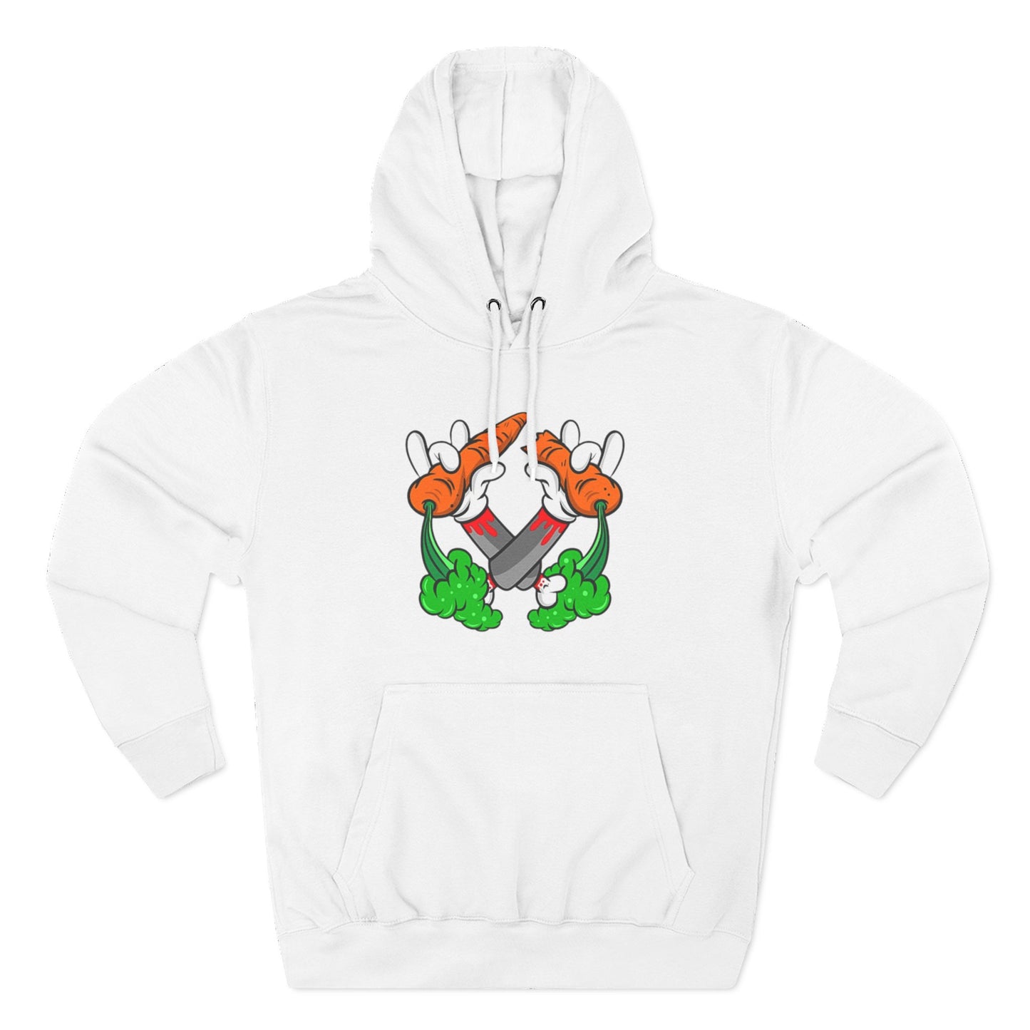 Stylish Three-Panel Fleece Hoodie with Vegetable Design