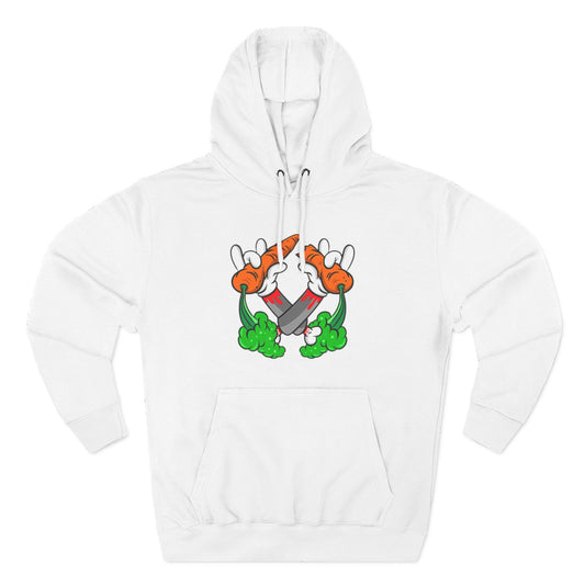 Stylish Three-Panel Fleece Hoodie with Vegetable Design