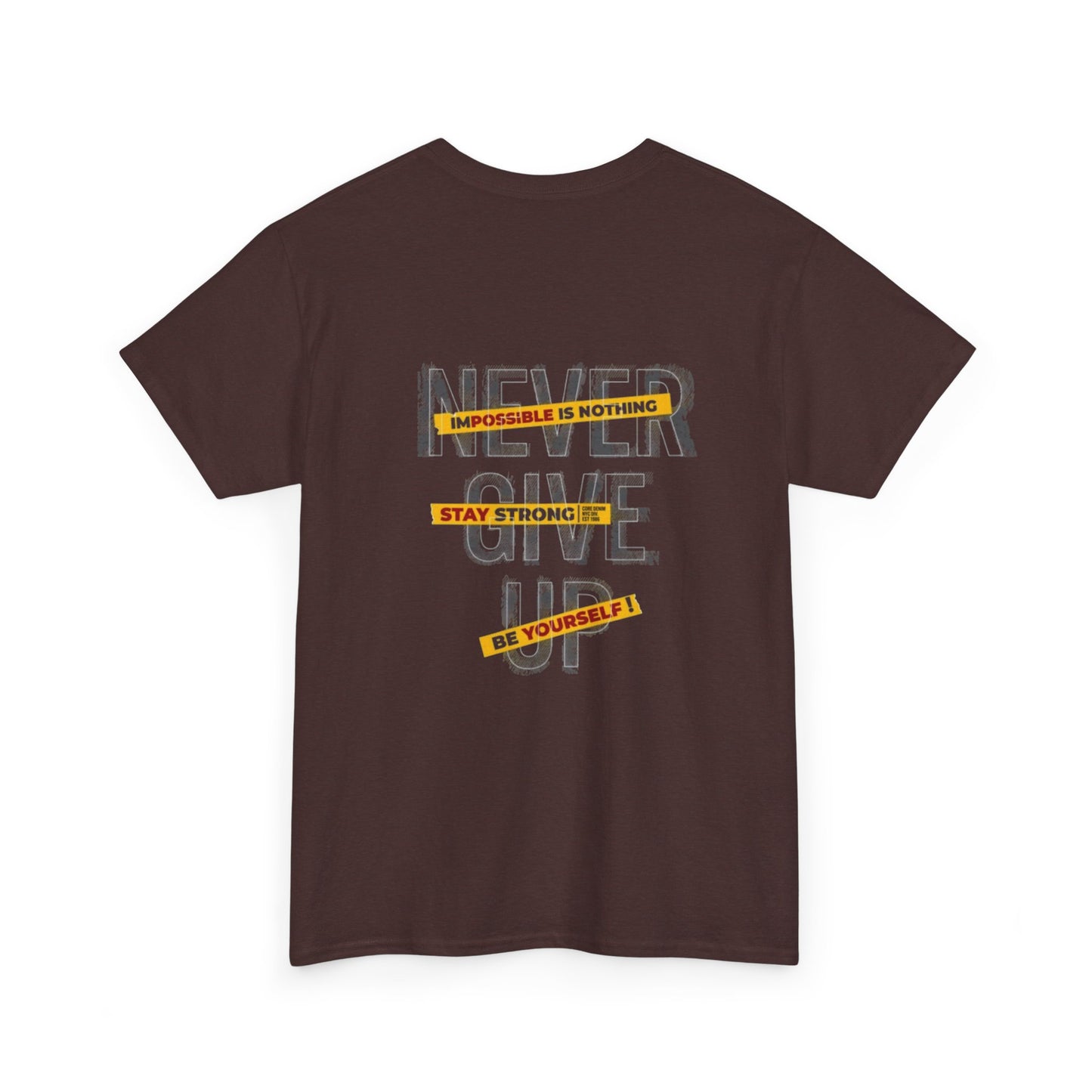 Inspirational Unisex Heavy Cotton Tee - "Never Give Up"