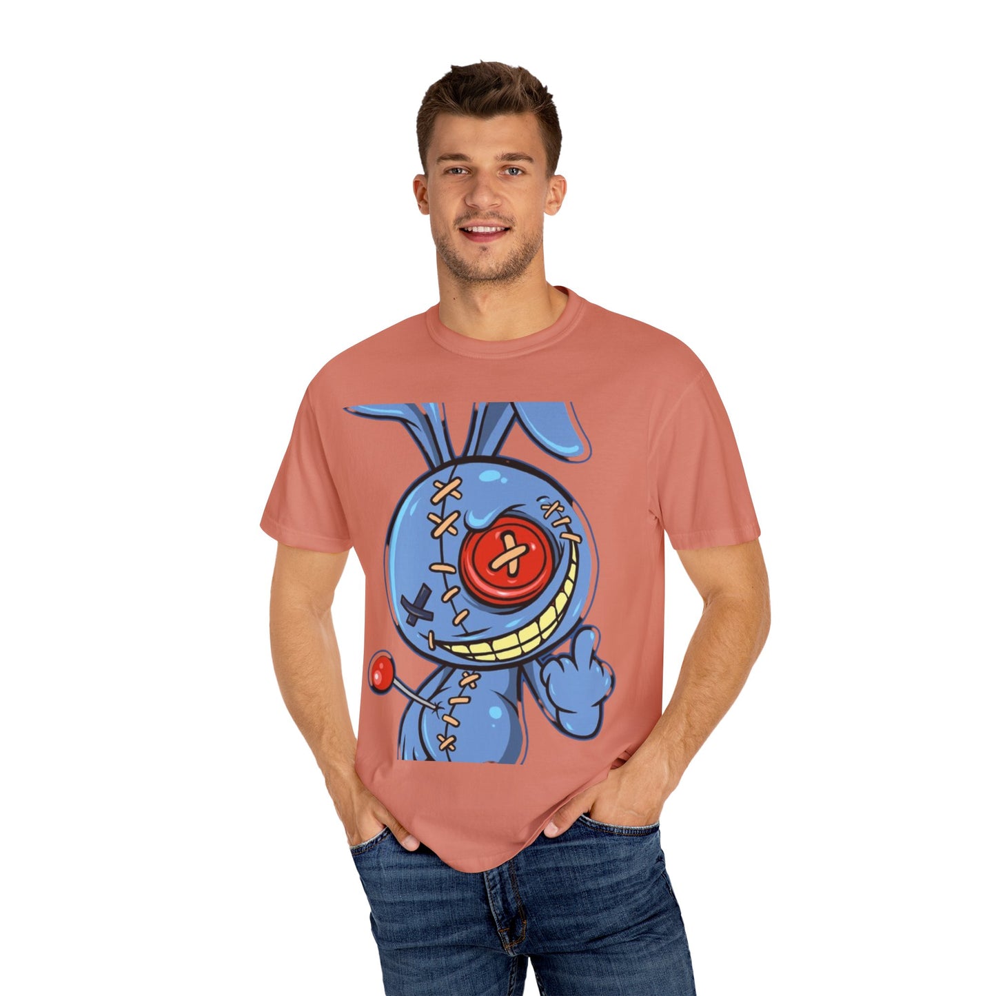 Whimsical Cartoon Bunny Unisex Garment-Dyed T-Shirt