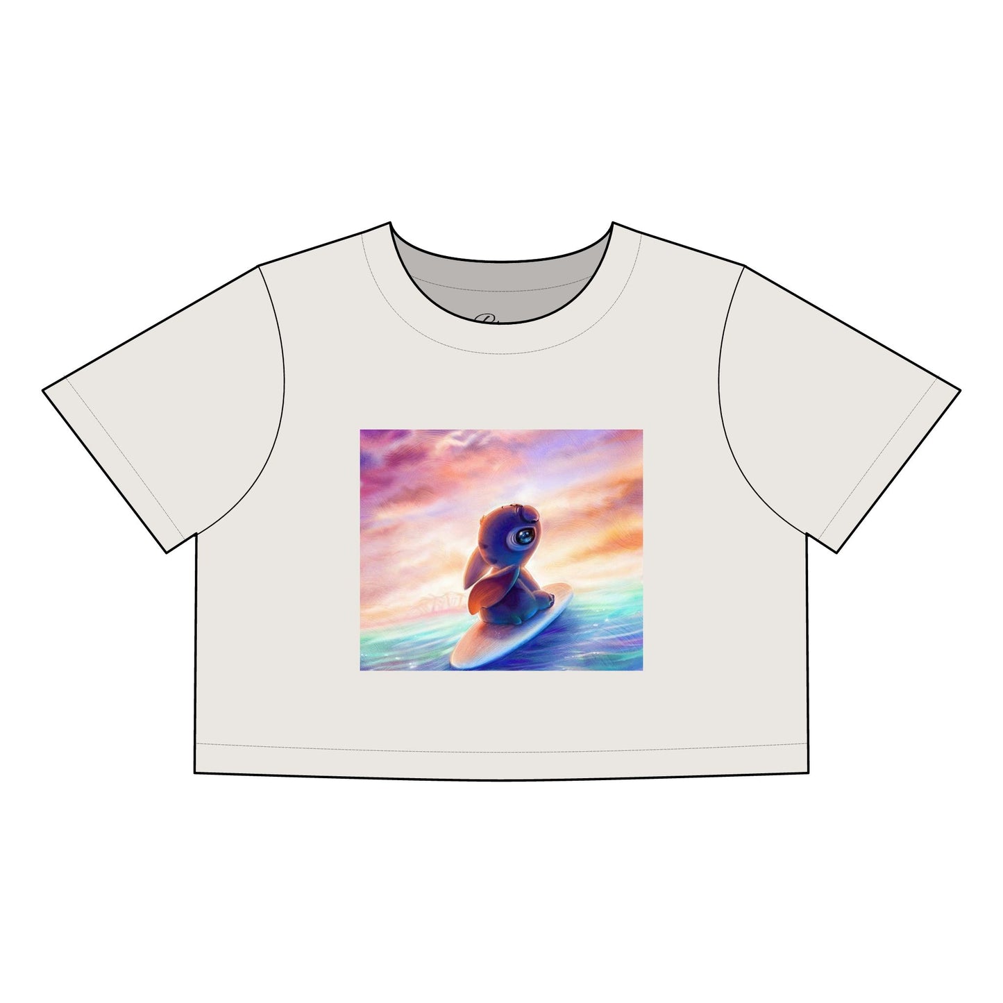 Surfing Bunny Women's Heavy Faded Crop Tee - Relaxed Summer Vibe