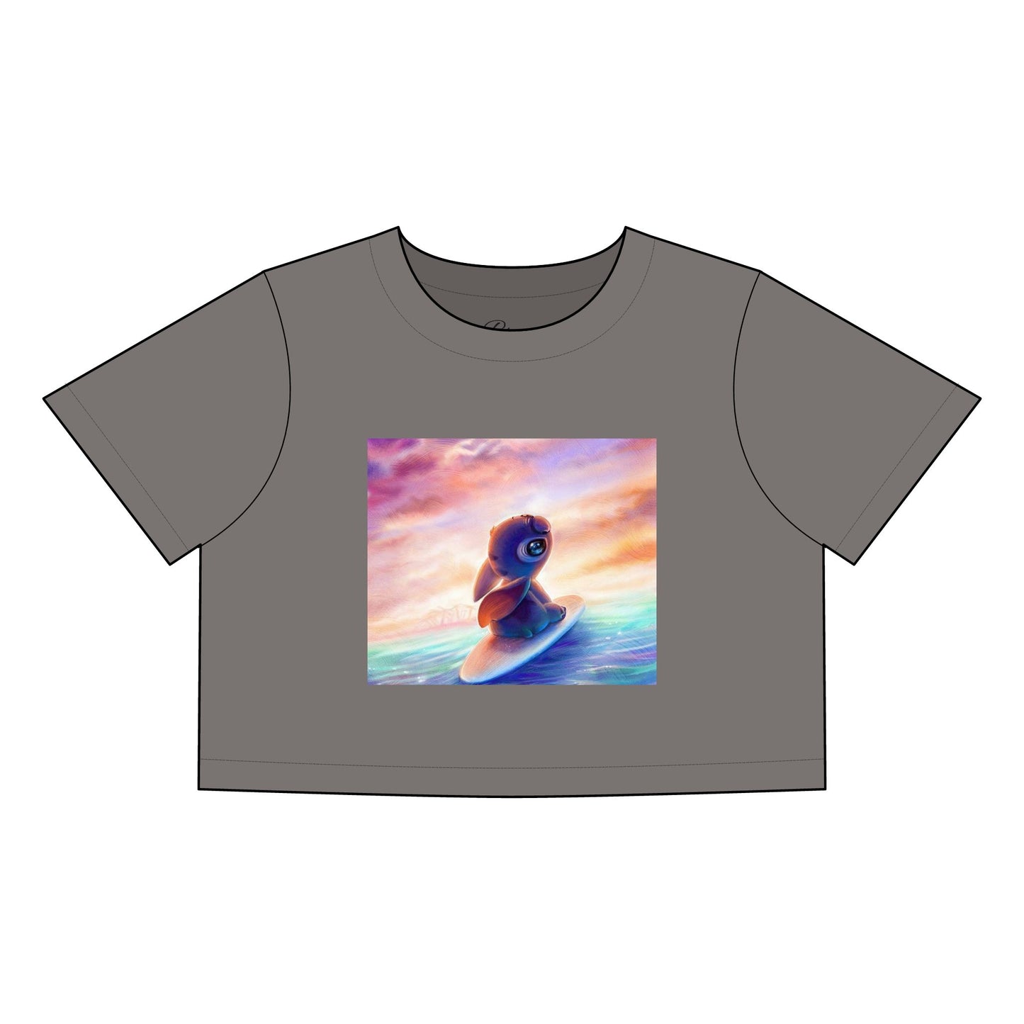 Surfing Bunny Women's Heavy Faded Crop Tee - Relaxed Summer Vibe