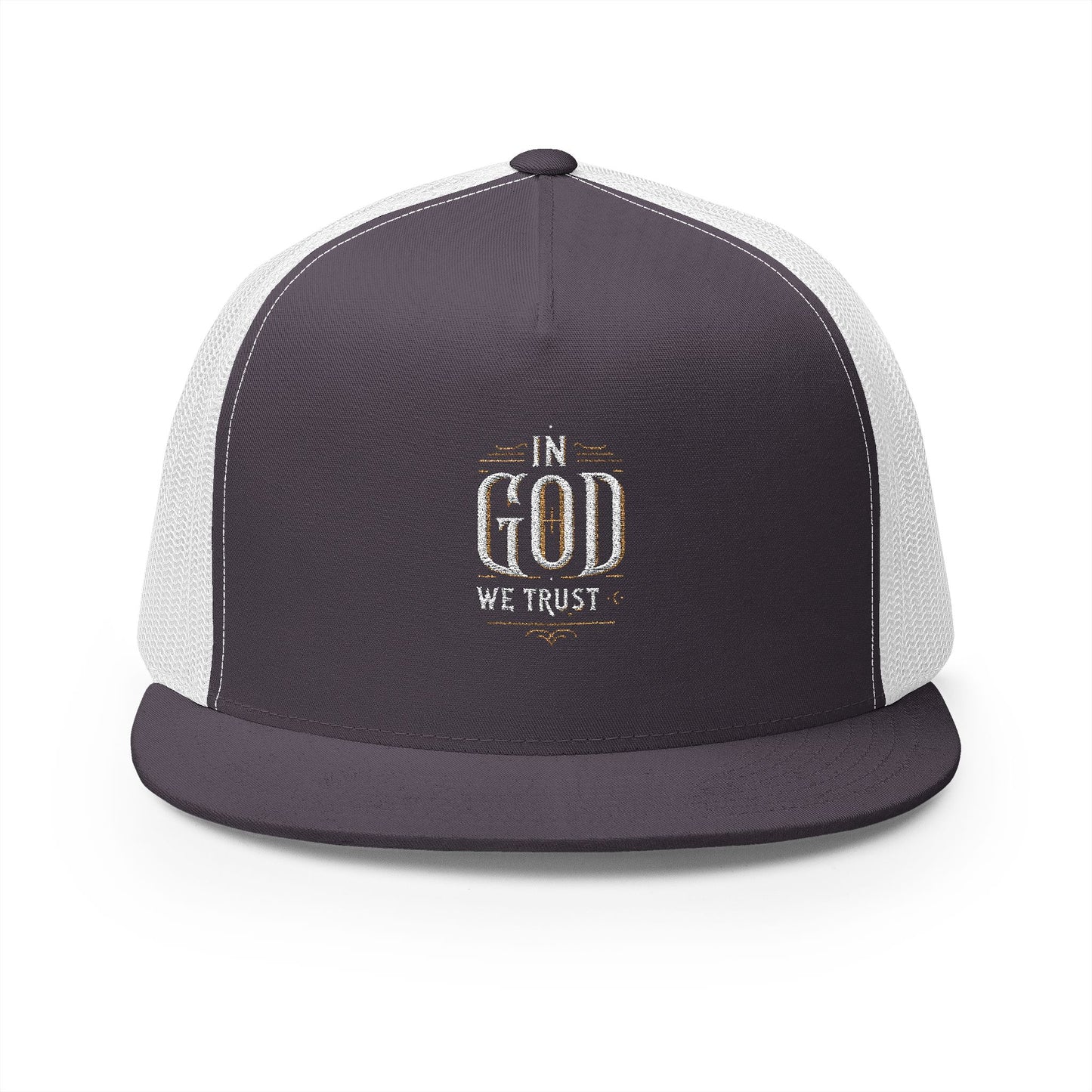 Embroidered God Trucker Cap - Stylish 5 Panel Hat for Faith & Fashion