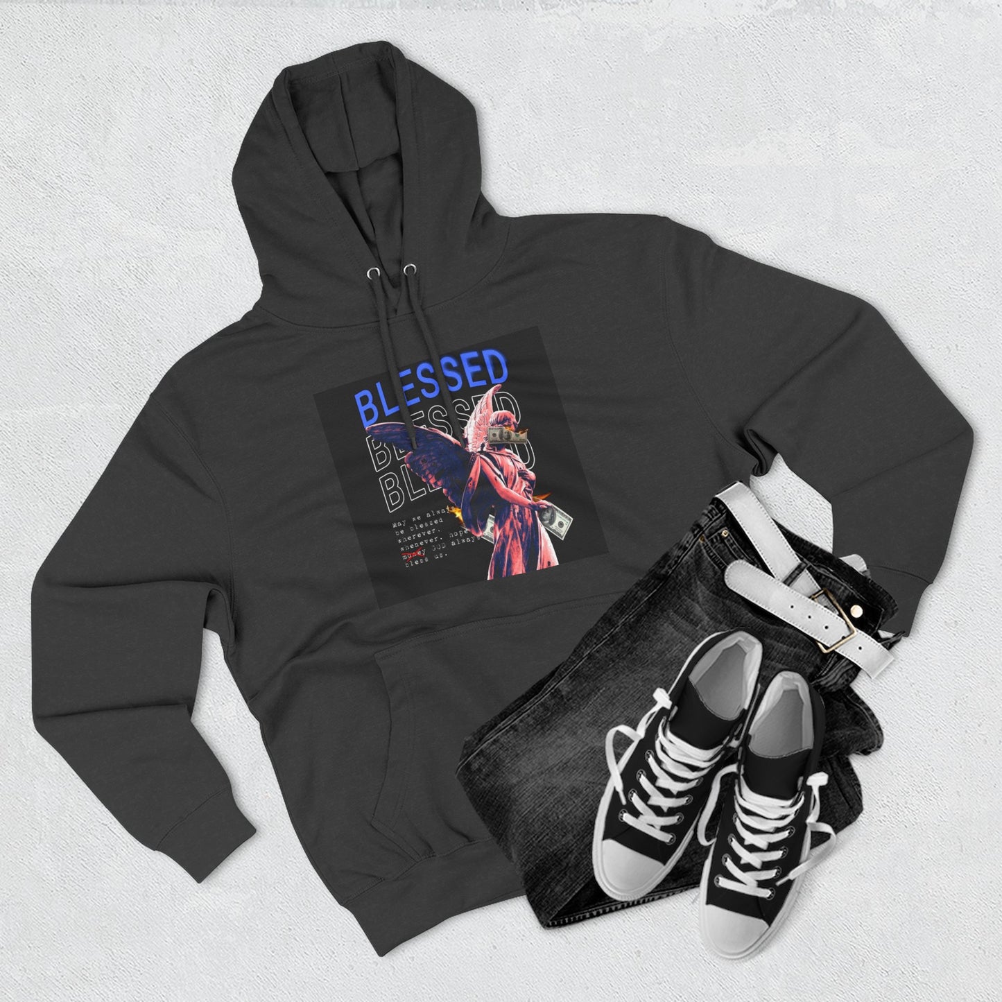 Blessed Three-Panel Fleece Hoodie - Cozy, Stylish Hoodie for Inspirational Comfort
