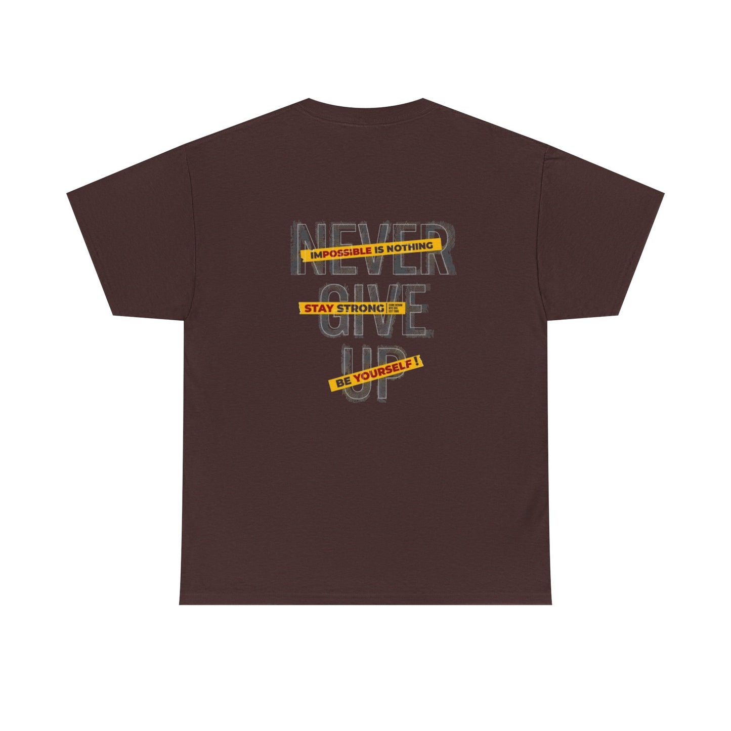 Inspirational Unisex Heavy Cotton Tee - "Never Give Up"