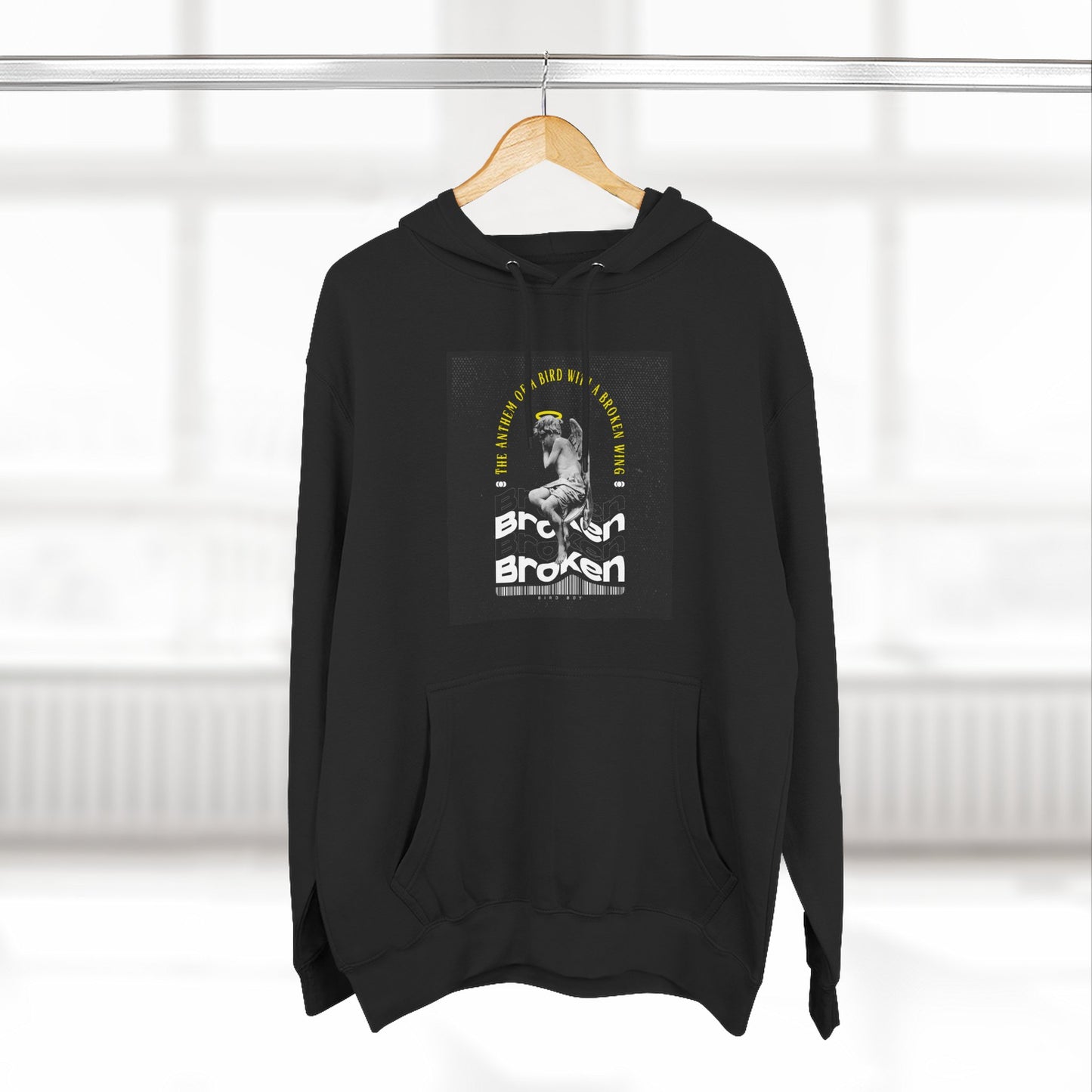 Inspirational Three-Panel Fleece Hoodie - 'Broken Yet Unbroken'