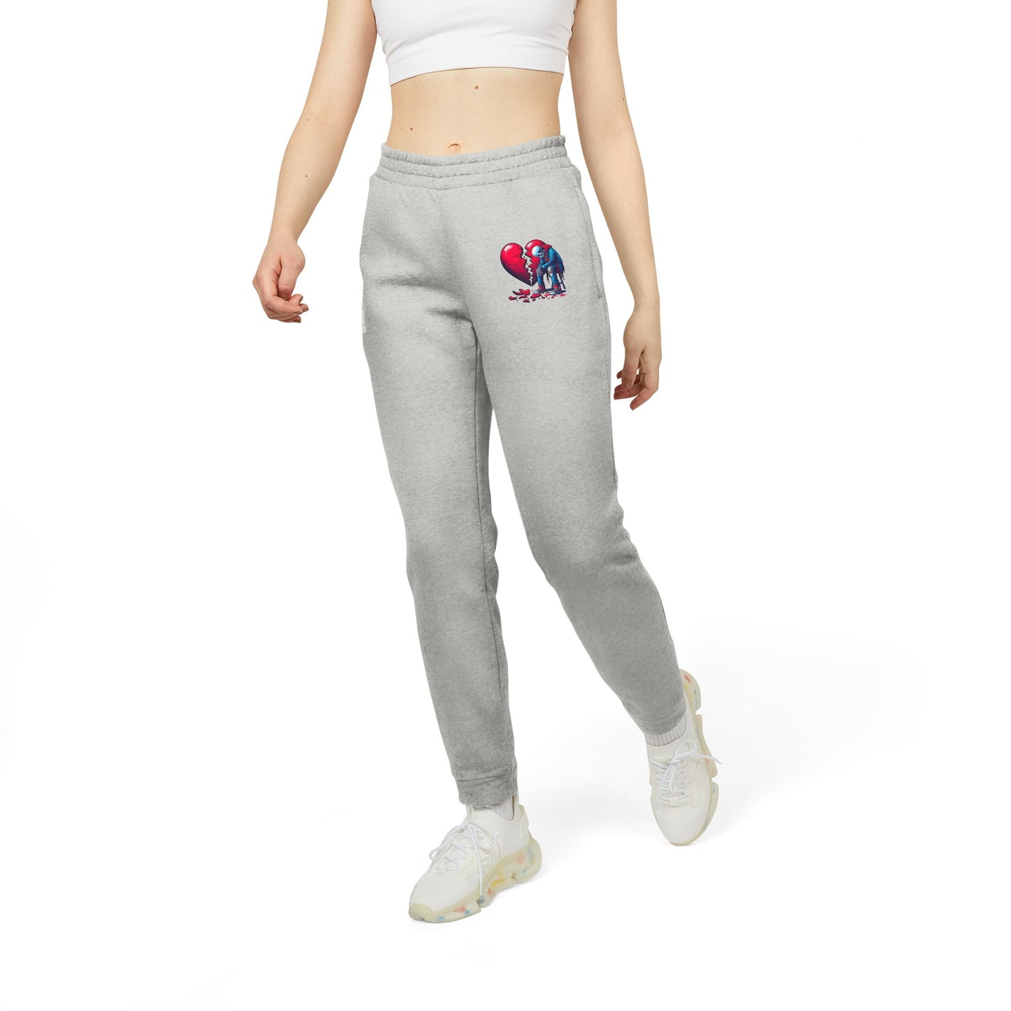 Cozy Adidas Unisex Fleece Joggers with Heart Design - Perfect for Casual Comfort