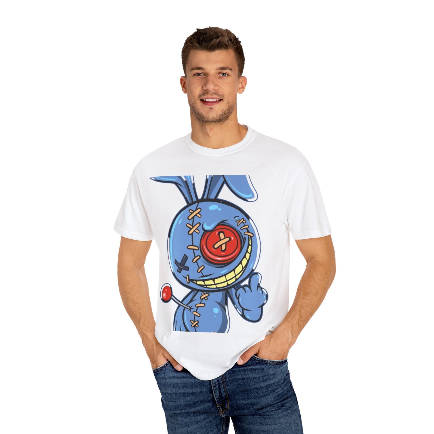 Whimsical Cartoon Bunny Unisex Garment-Dyed T-Shirt