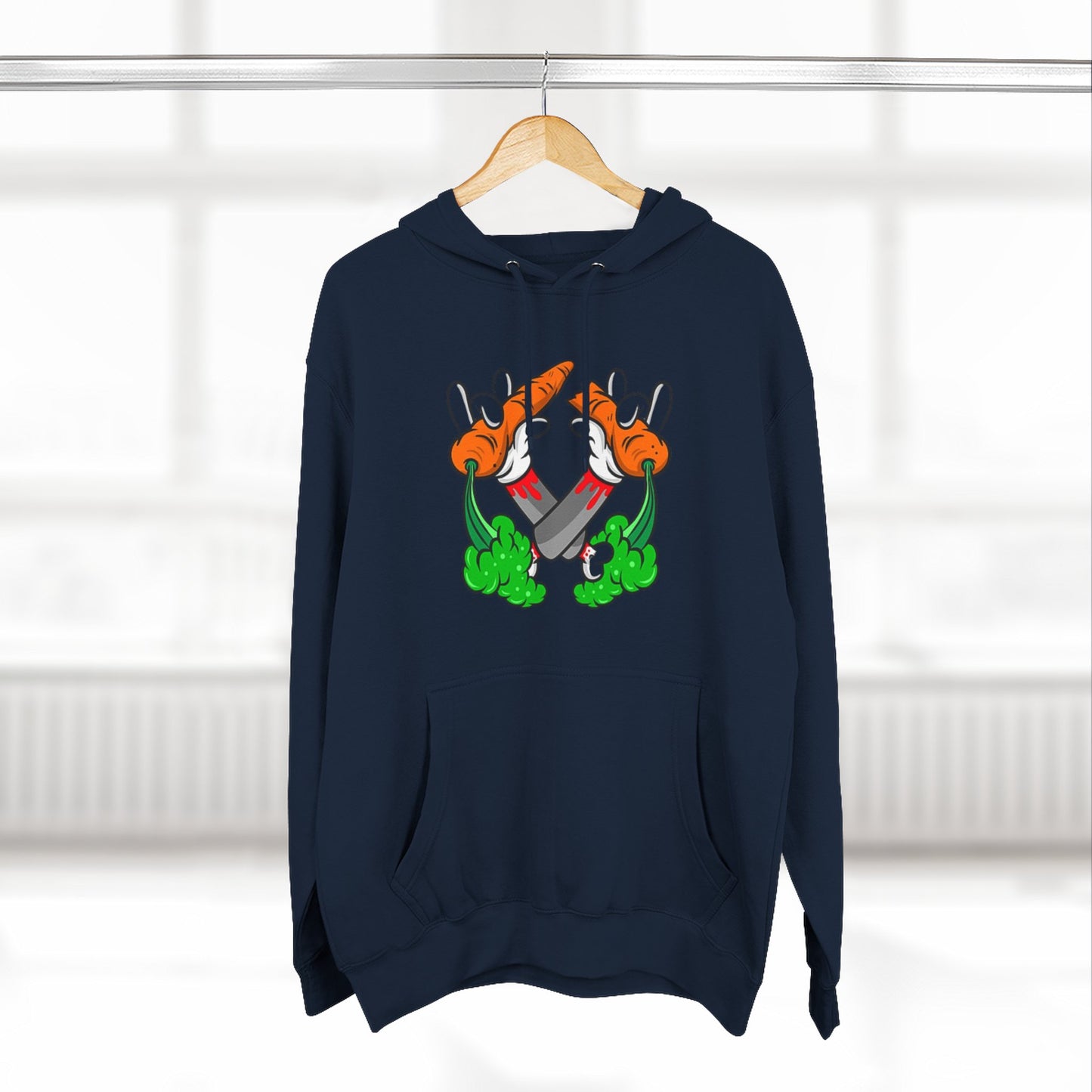 Stylish Three-Panel Fleece Hoodie with Vegetable Design