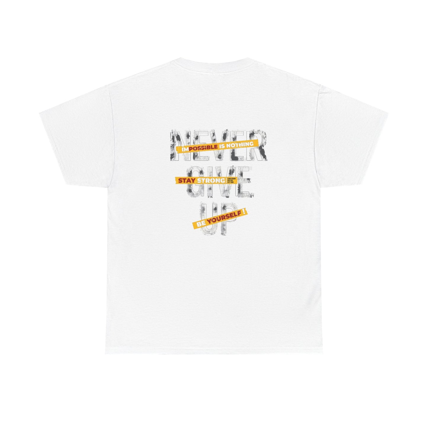 Inspirational Unisex Heavy Cotton Tee - "Never Give Up"