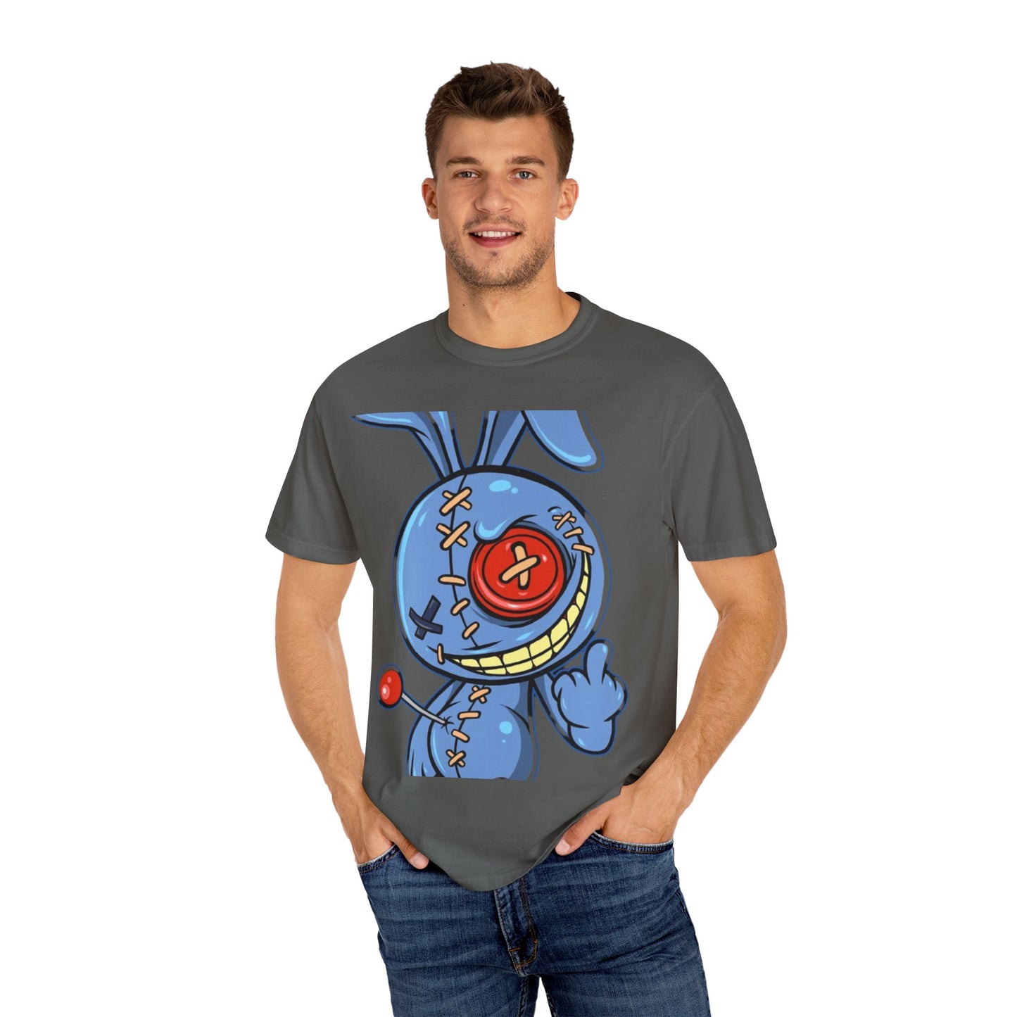 Whimsical Cartoon Bunny Unisex Garment-Dyed T-Shirt