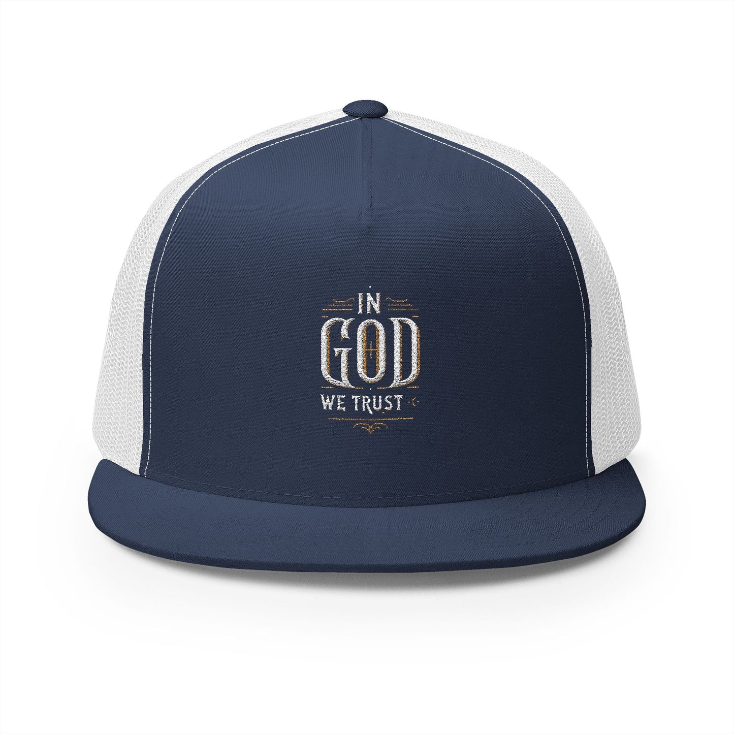 Embroidered God Trucker Cap - Stylish 5 Panel Hat for Faith & Fashion