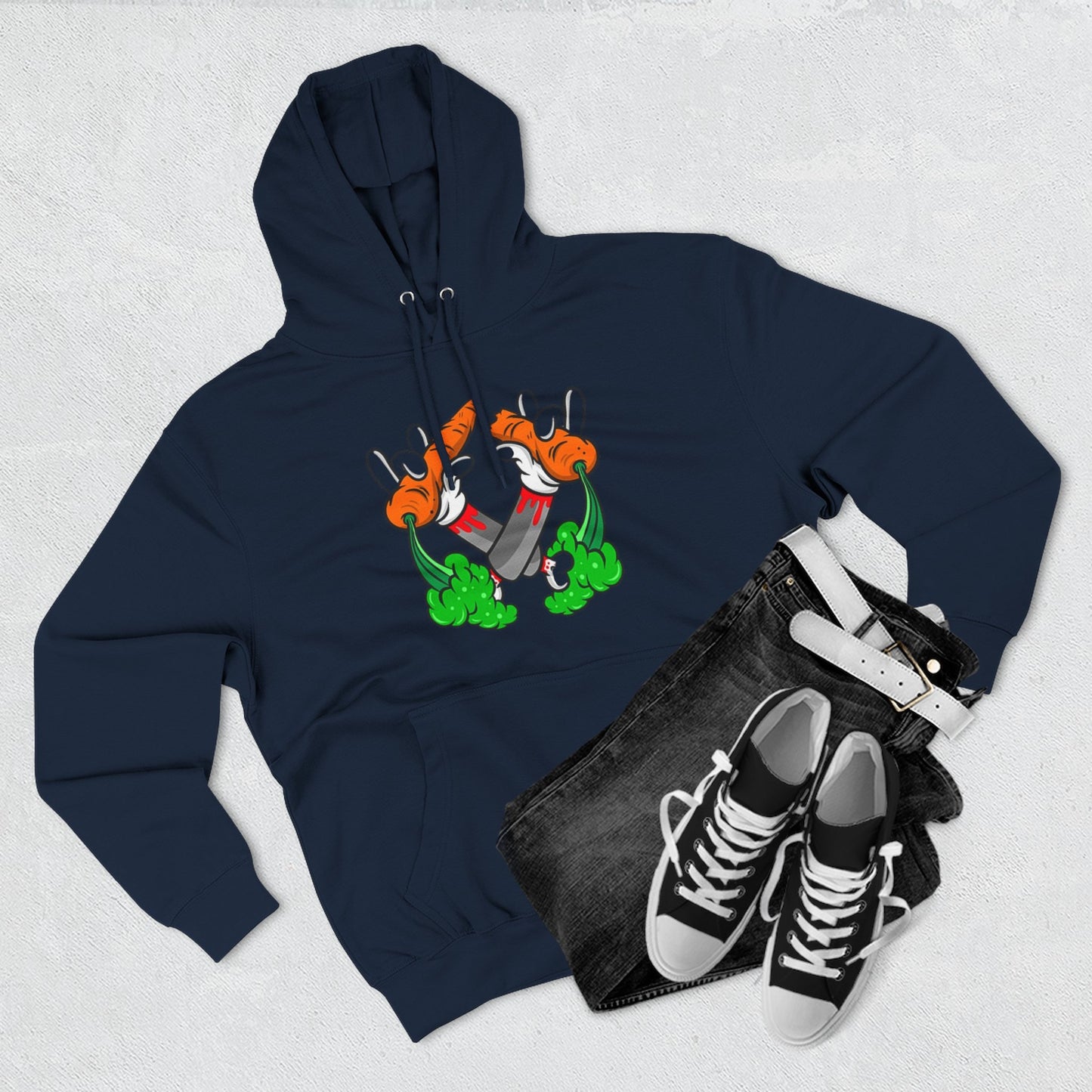 Stylish Three-Panel Fleece Hoodie with Vegetable Design