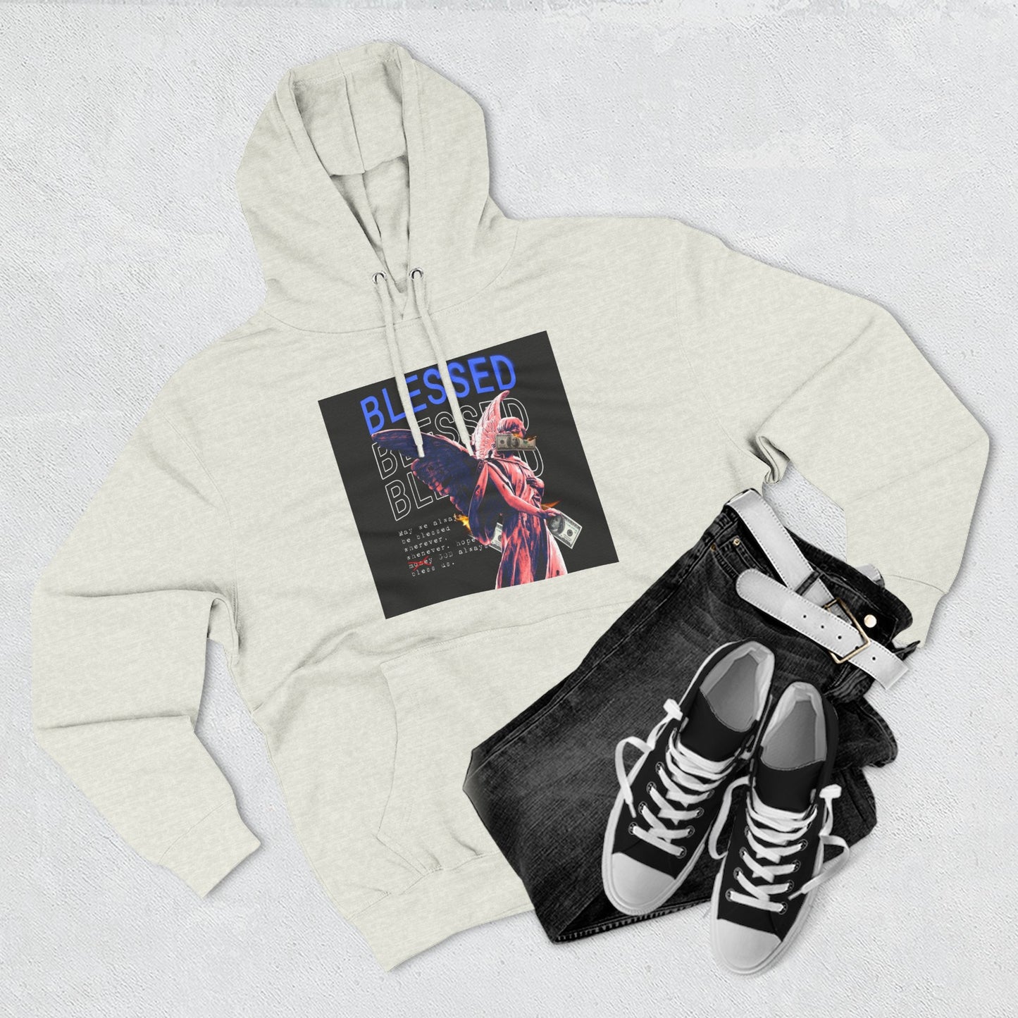 Blessed Three-Panel Fleece Hoodie - Cozy, Stylish Hoodie for Inspirational Comfort