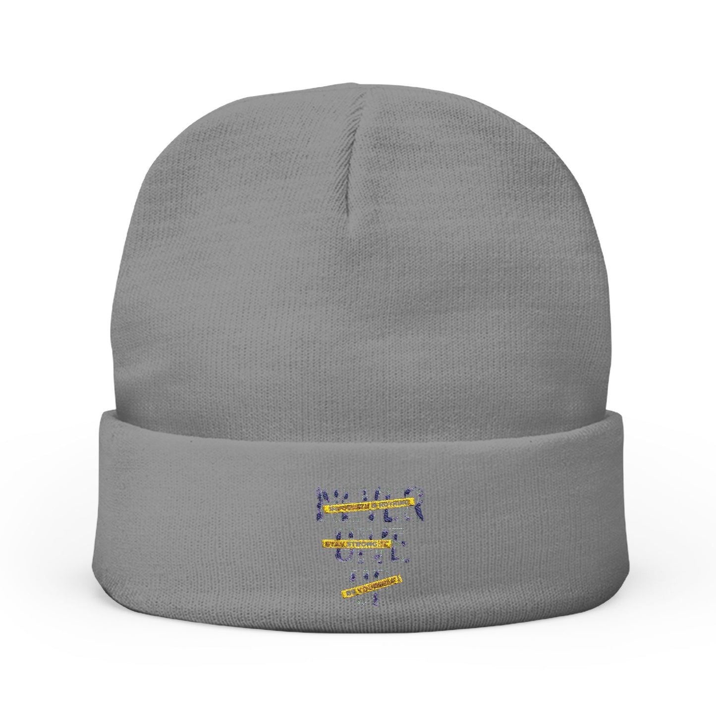 Embroidered Knit Beanie - Never Give Up Inspirational Hat