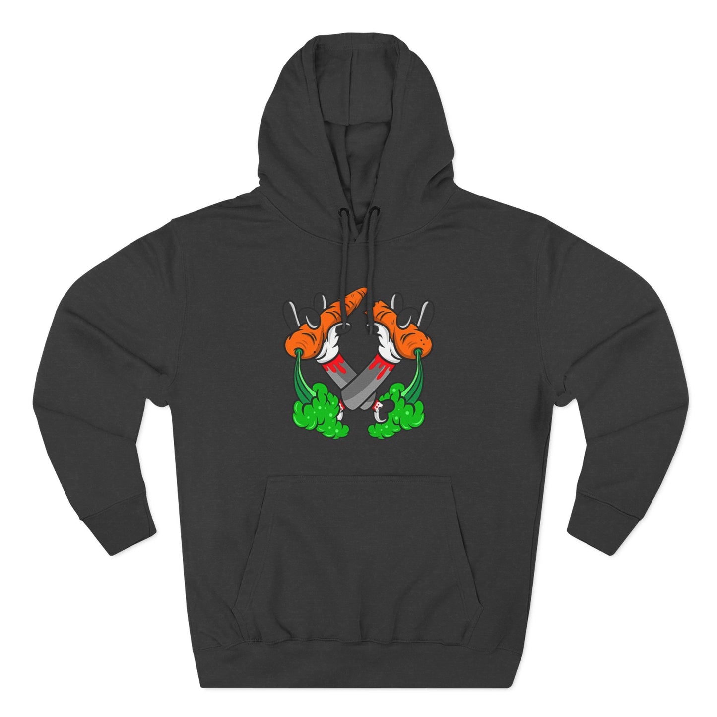 Stylish Three-Panel Fleece Hoodie with Vegetable Design
