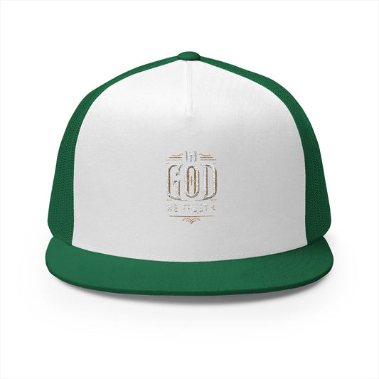 Embroidered God Trucker Cap - Stylish 5 Panel Hat for Faith & Fashion