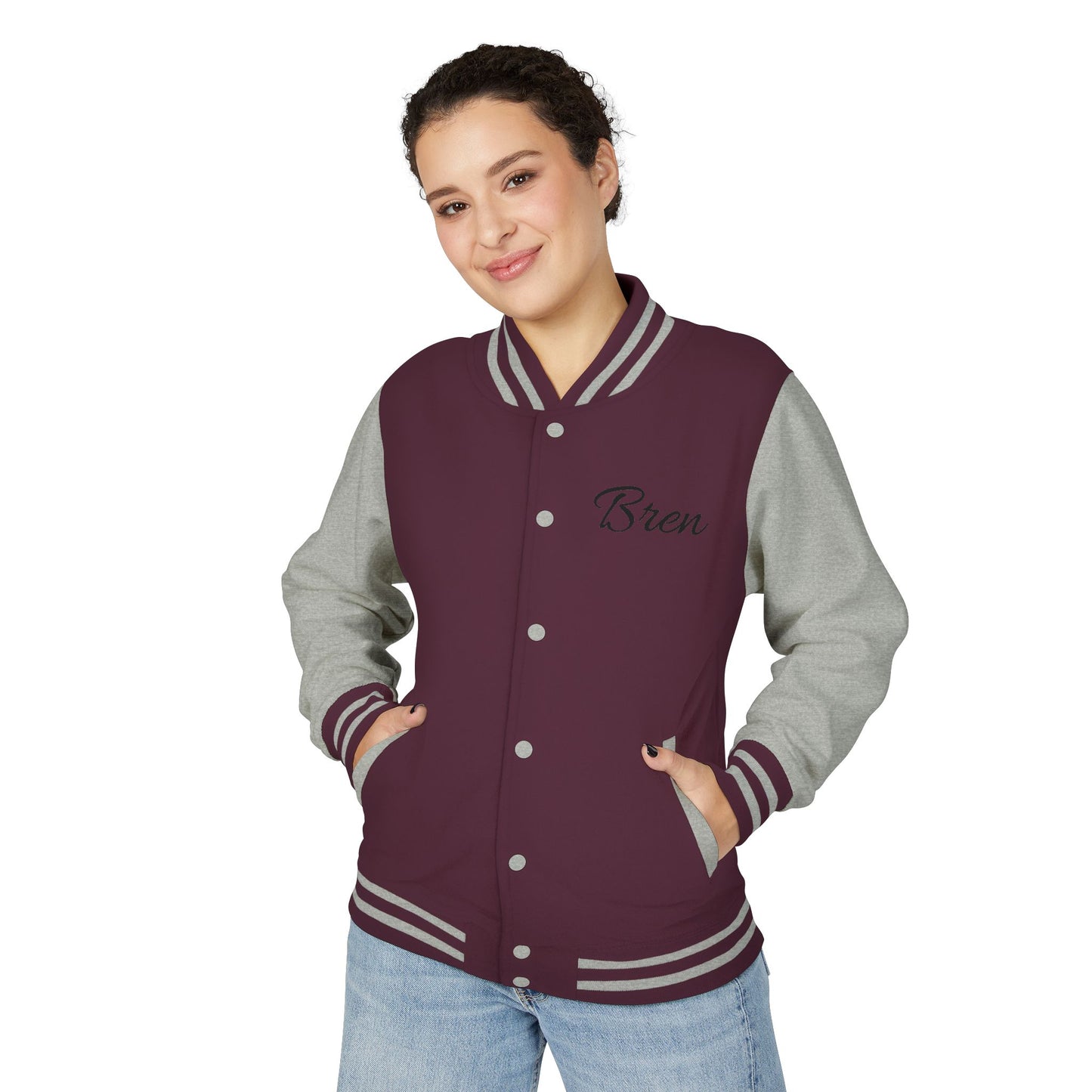 Unisex Heavyweight Letterman Jacket - Stay Strong, Never Give Up